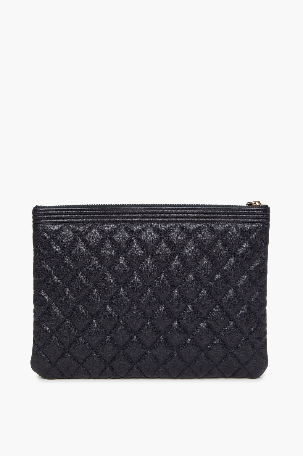 Chanel Navy Blue Caviar Leather Boy Clutch