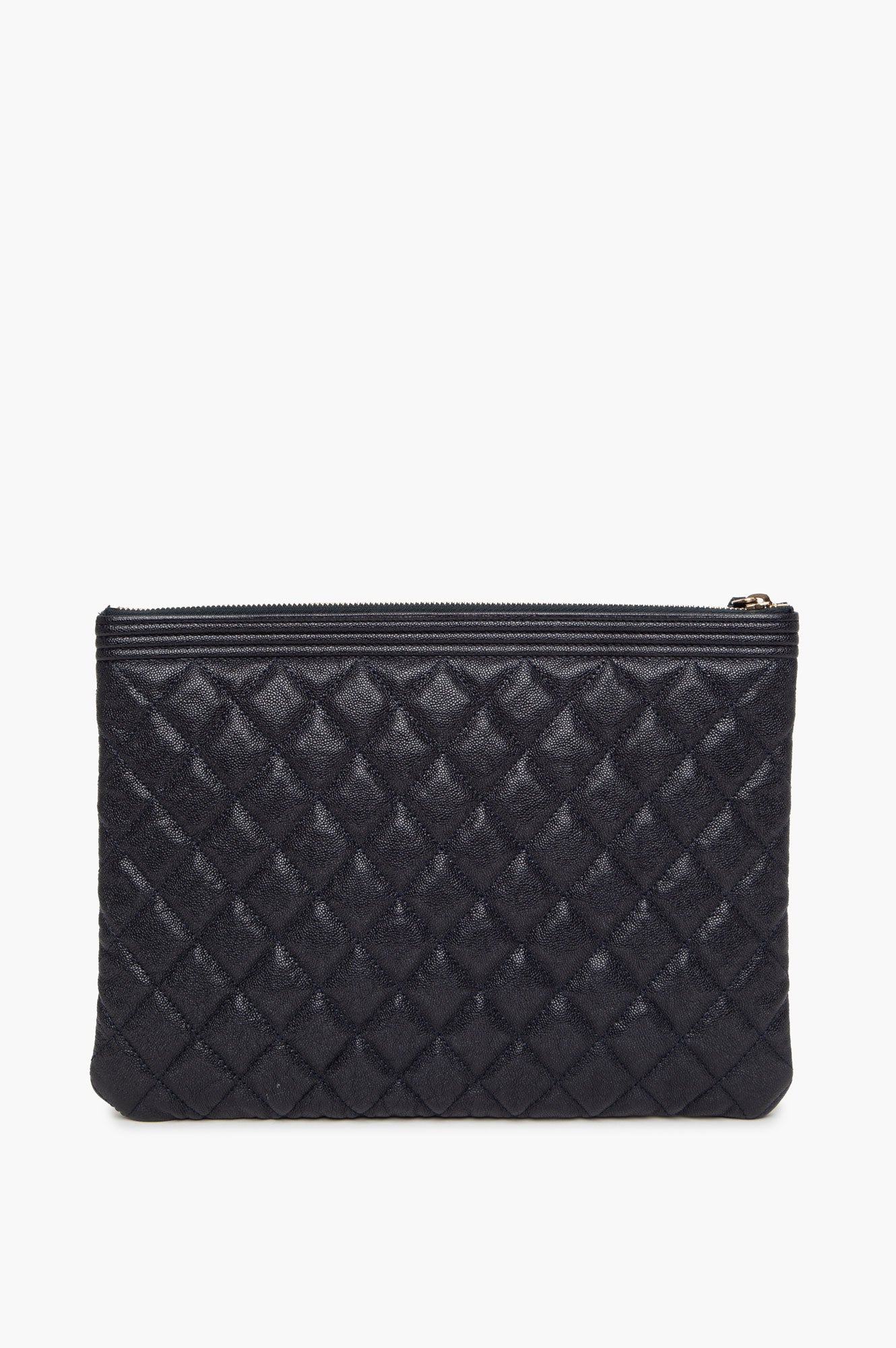 Chanel Navy Blue Caviar Leather Boy Clutch