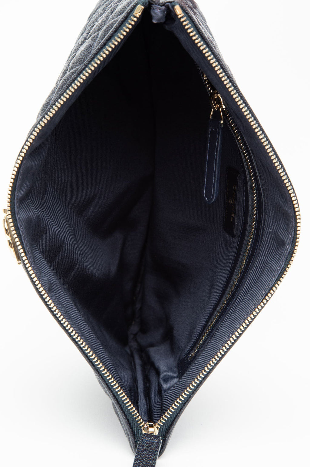 Chanel Navy Blue Caviar Leather Boy Clutch