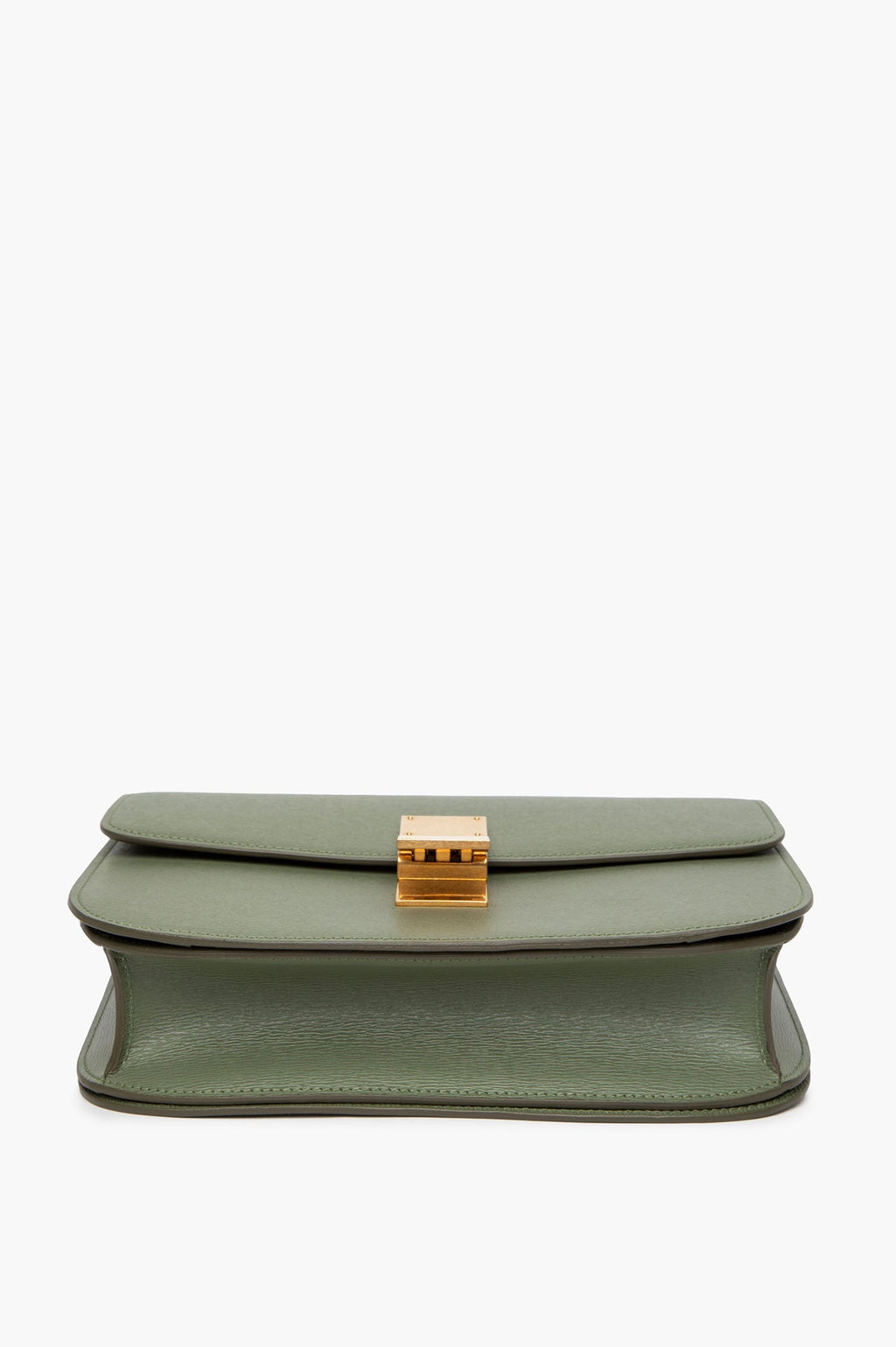 Celine Army Green Leige Calfskin Medium Classic Box Bag