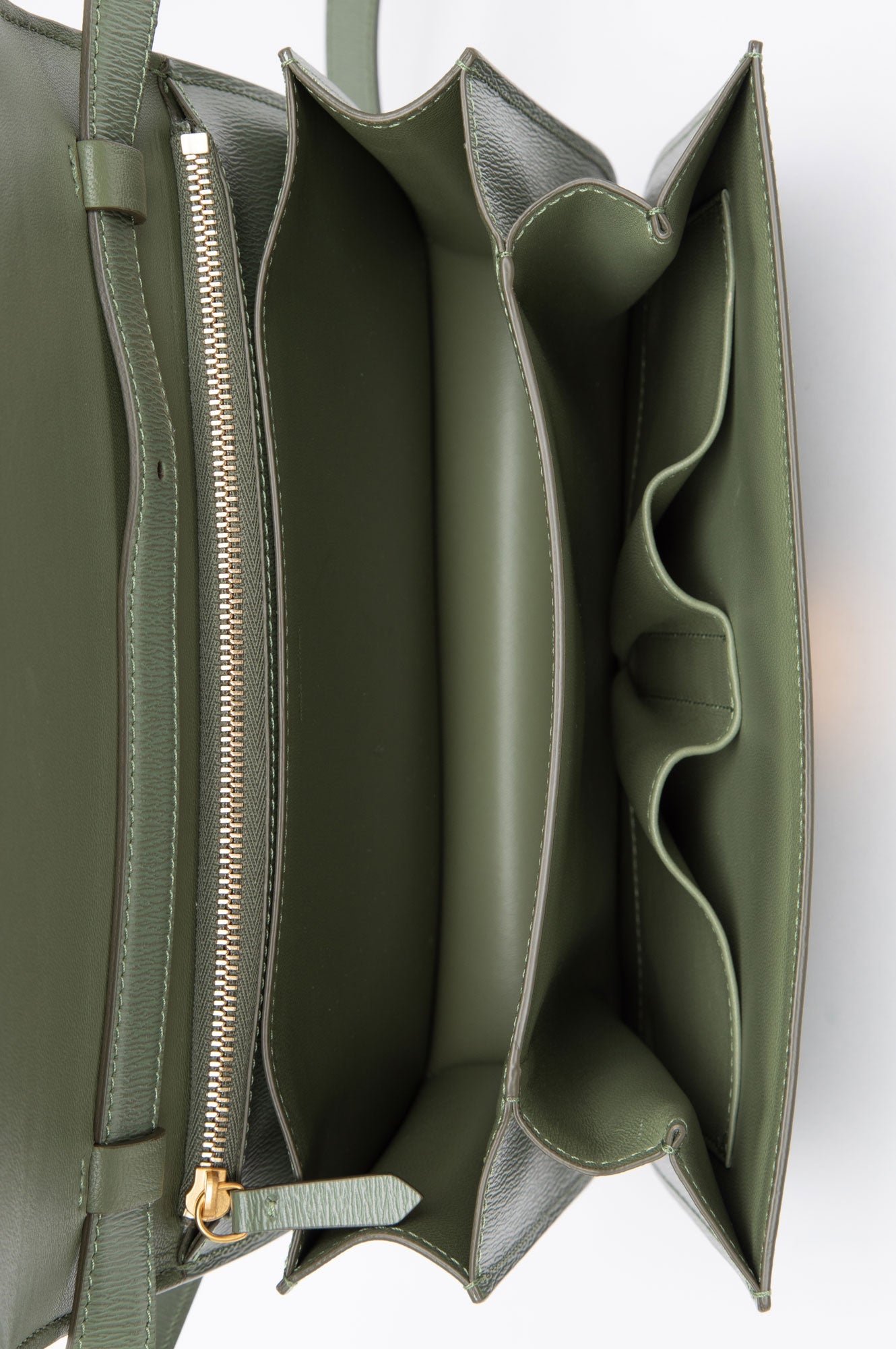 Celine Army Green Leige Calfskin Medium Classic Box Bag