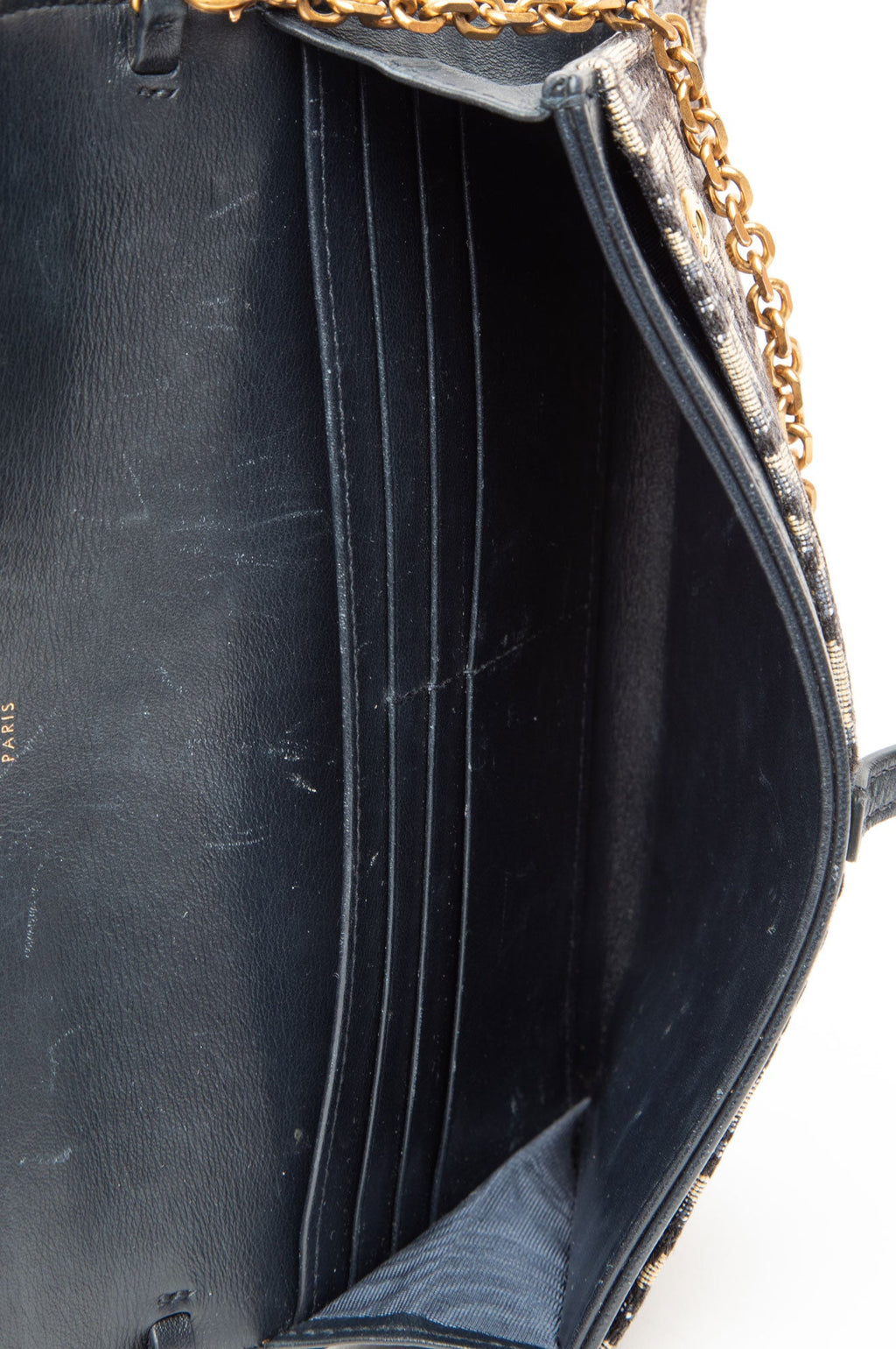 Christian Dior Blue Oblique Small Saddle Chain Pouch with Zip Pouch