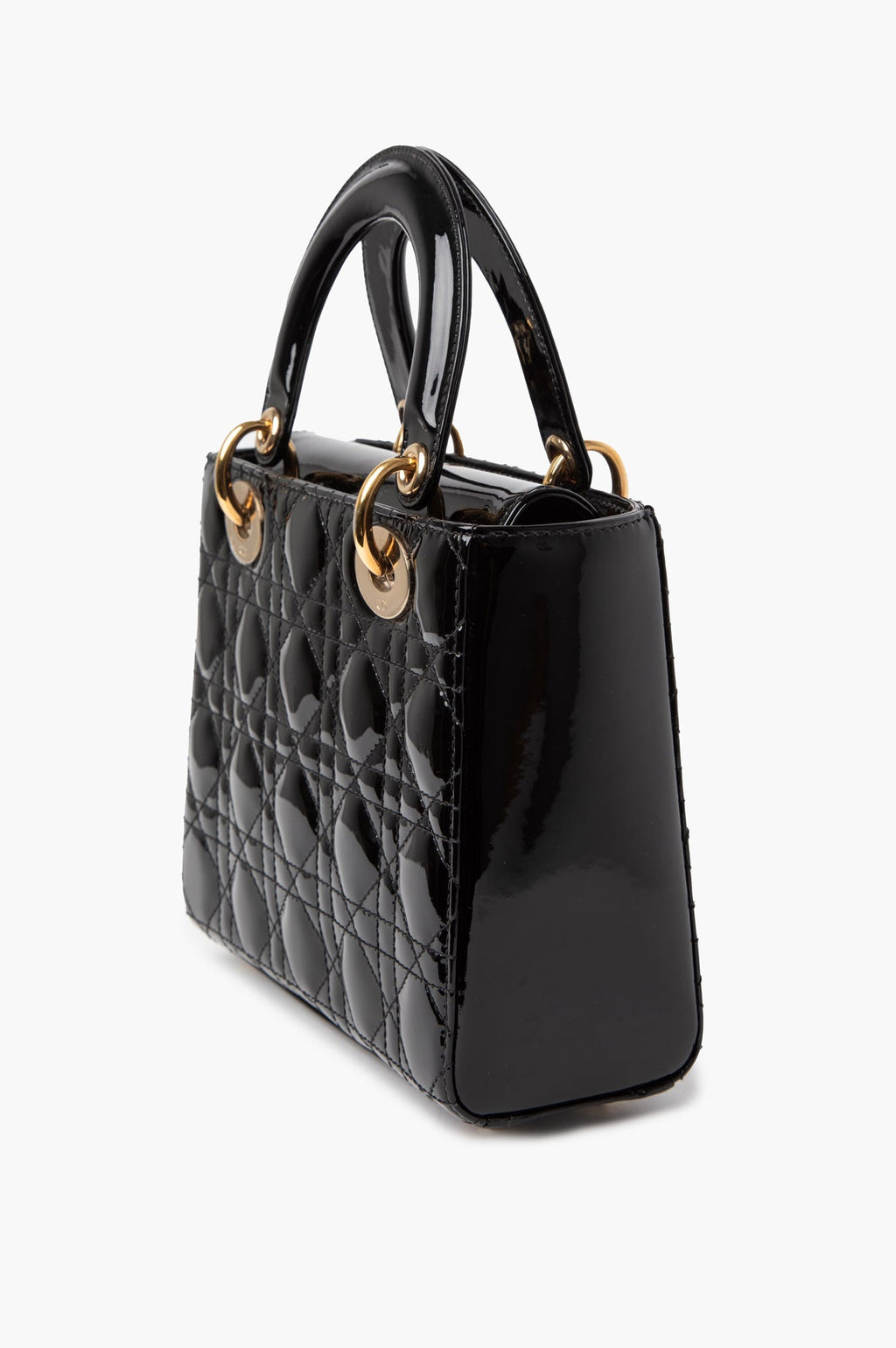 Christian Dior Black Patent Leather Small Lady Dior Bag