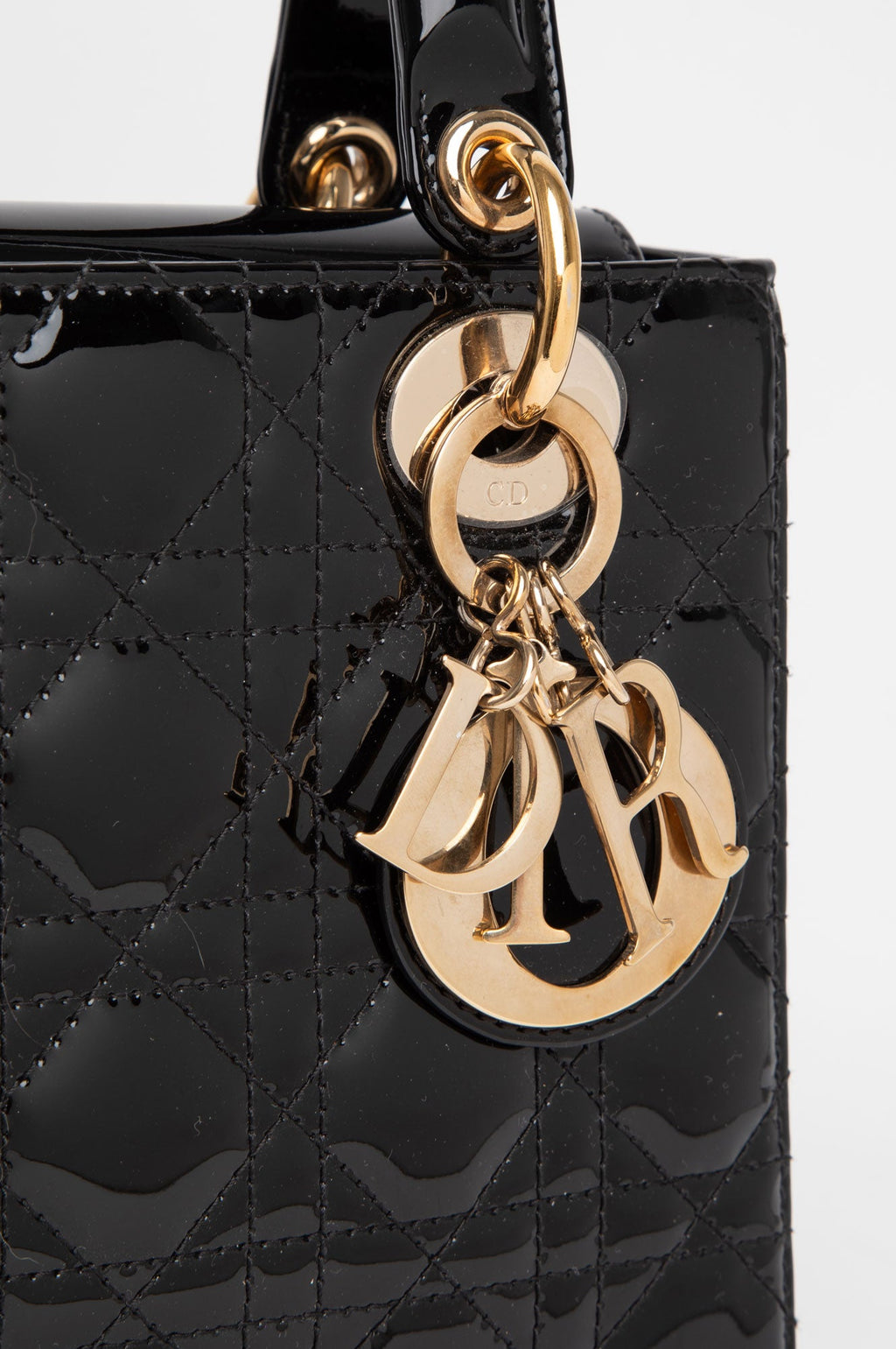 Christian Dior Black Patent Leather Small Lady Dior Bag