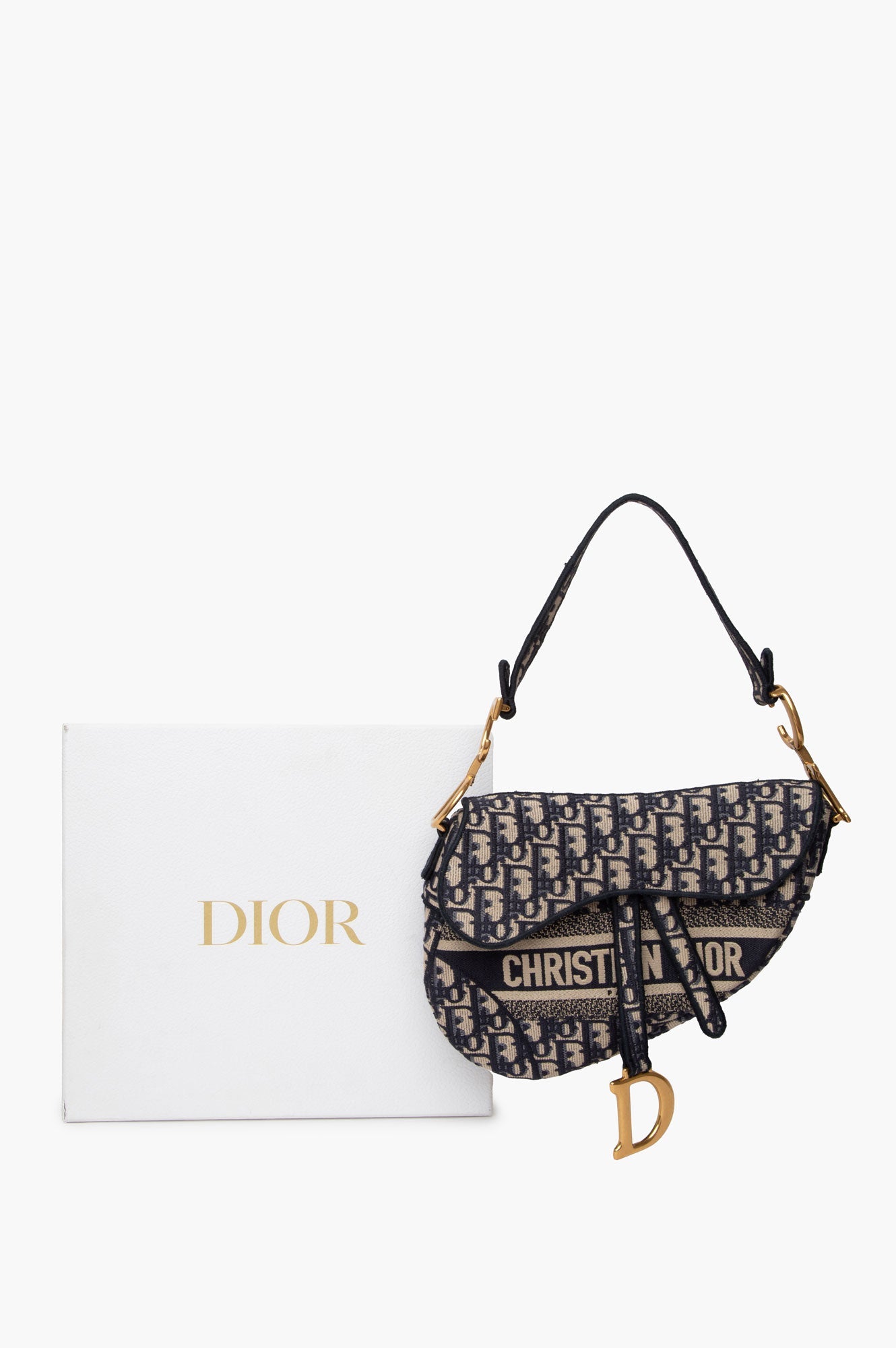 Christian Dior Blue Oblique Medium Saddle Bag