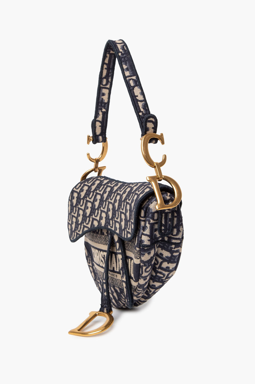 Christian Dior Blue Oblique Medium Saddle Bag