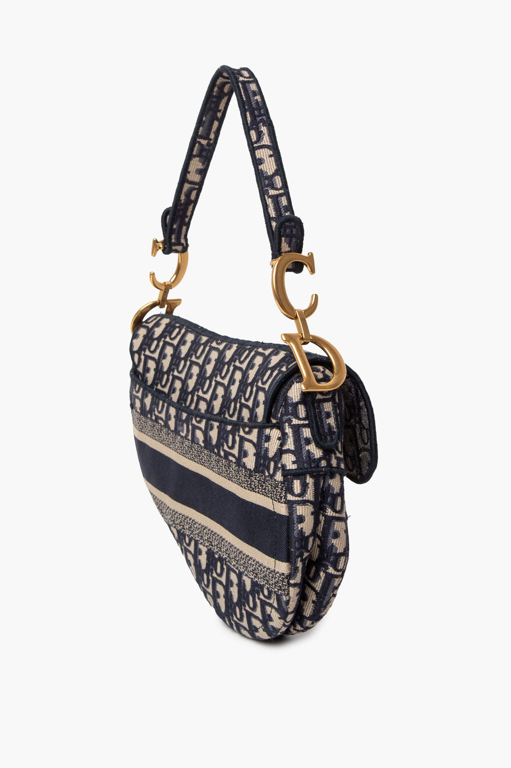 Christian Dior Blue Oblique Medium Saddle Bag