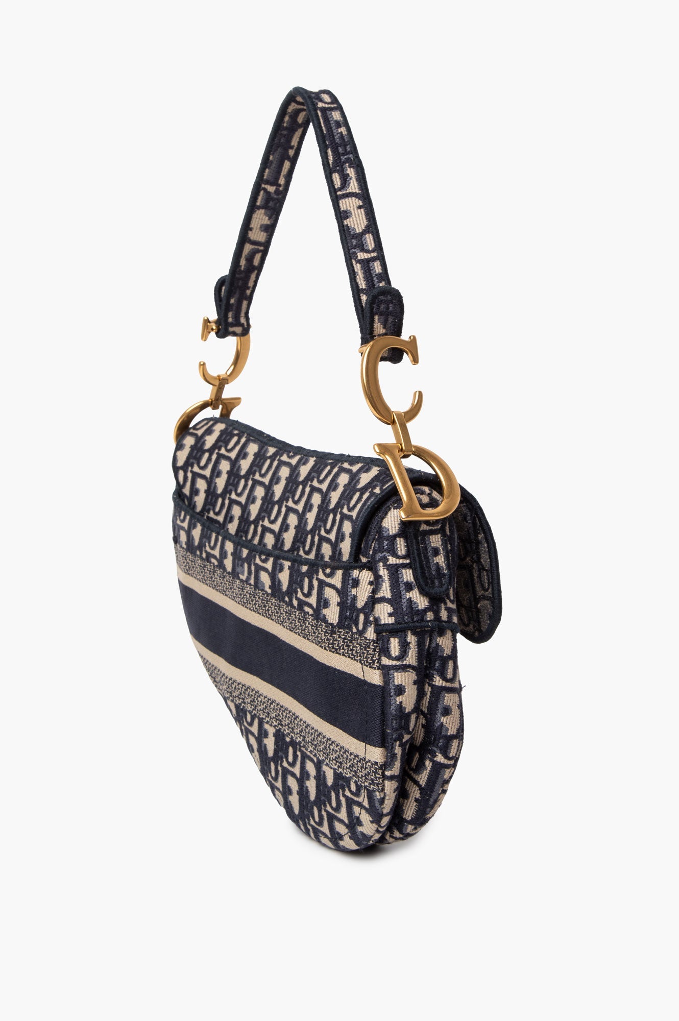 Christian Dior Blue Oblique Medium Saddle Bag