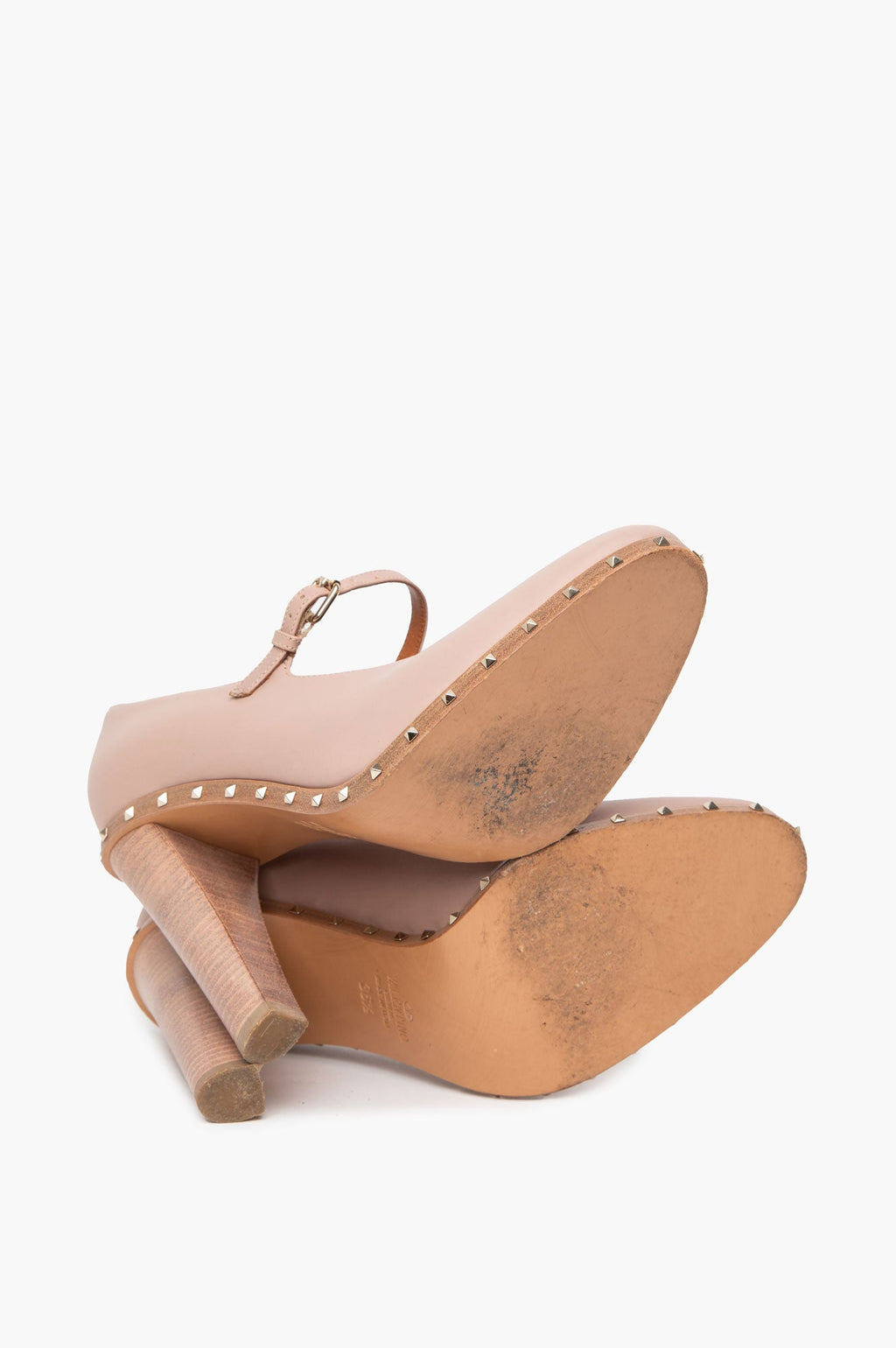 Valentino Dusty Rose Leather Soul Rockstud Mary Jane Pumps Size 36.5