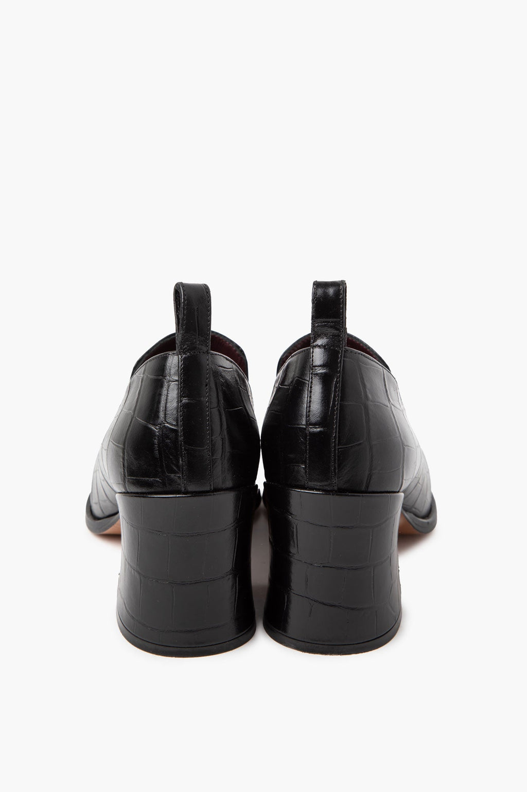 Dries Van Noten Black Croc-Embossed Leather Heeled Loafers Size 36.5