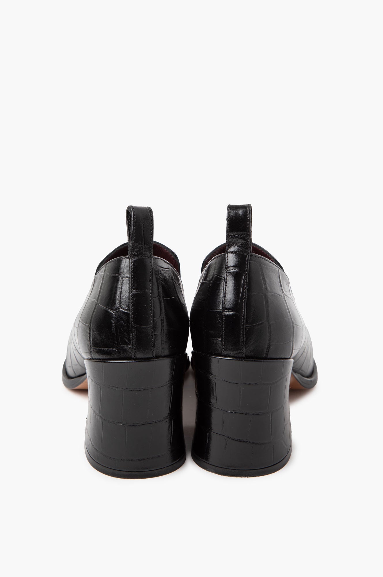 Dries Van Noten Black Croc-Embossed Leather Heeled Loafers Size 36.5