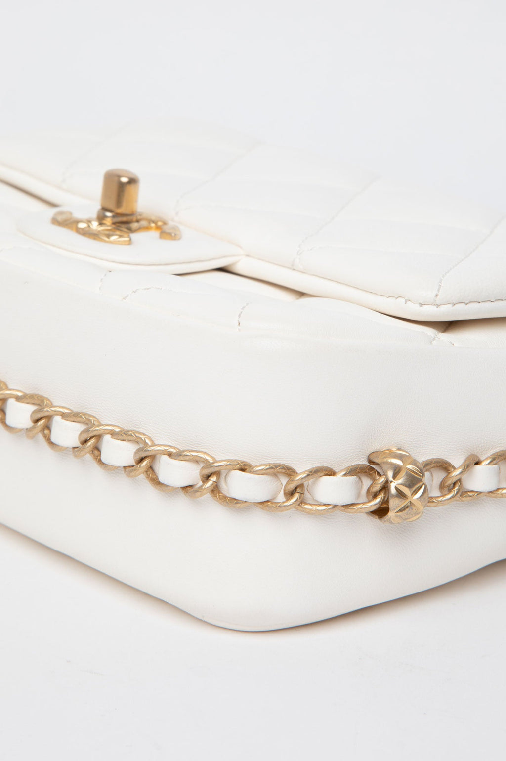 Chanel White Calfskin Small Dynasty Flap Bag