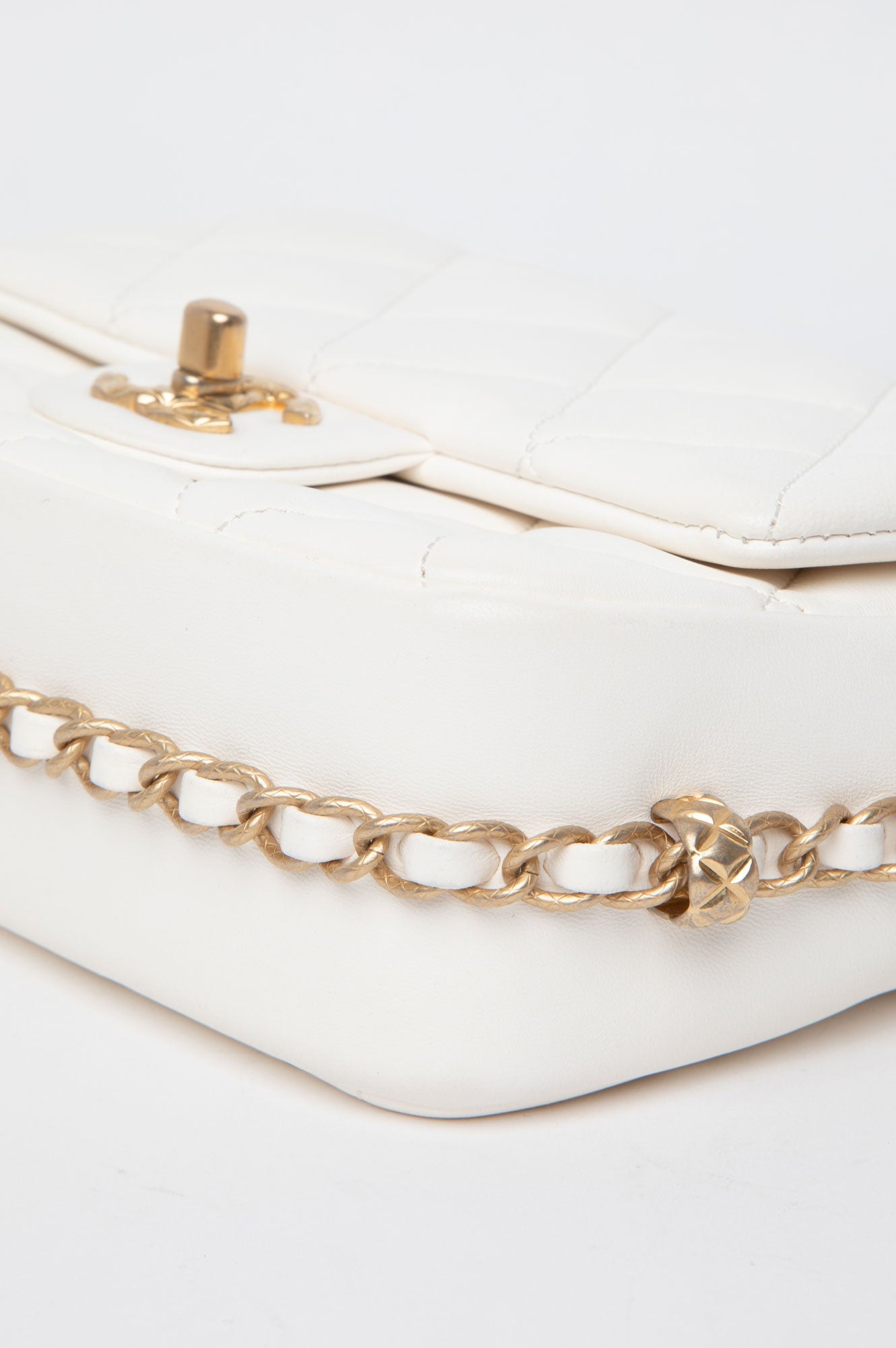 Chanel White Calfskin Small Dynasty Flap Bag