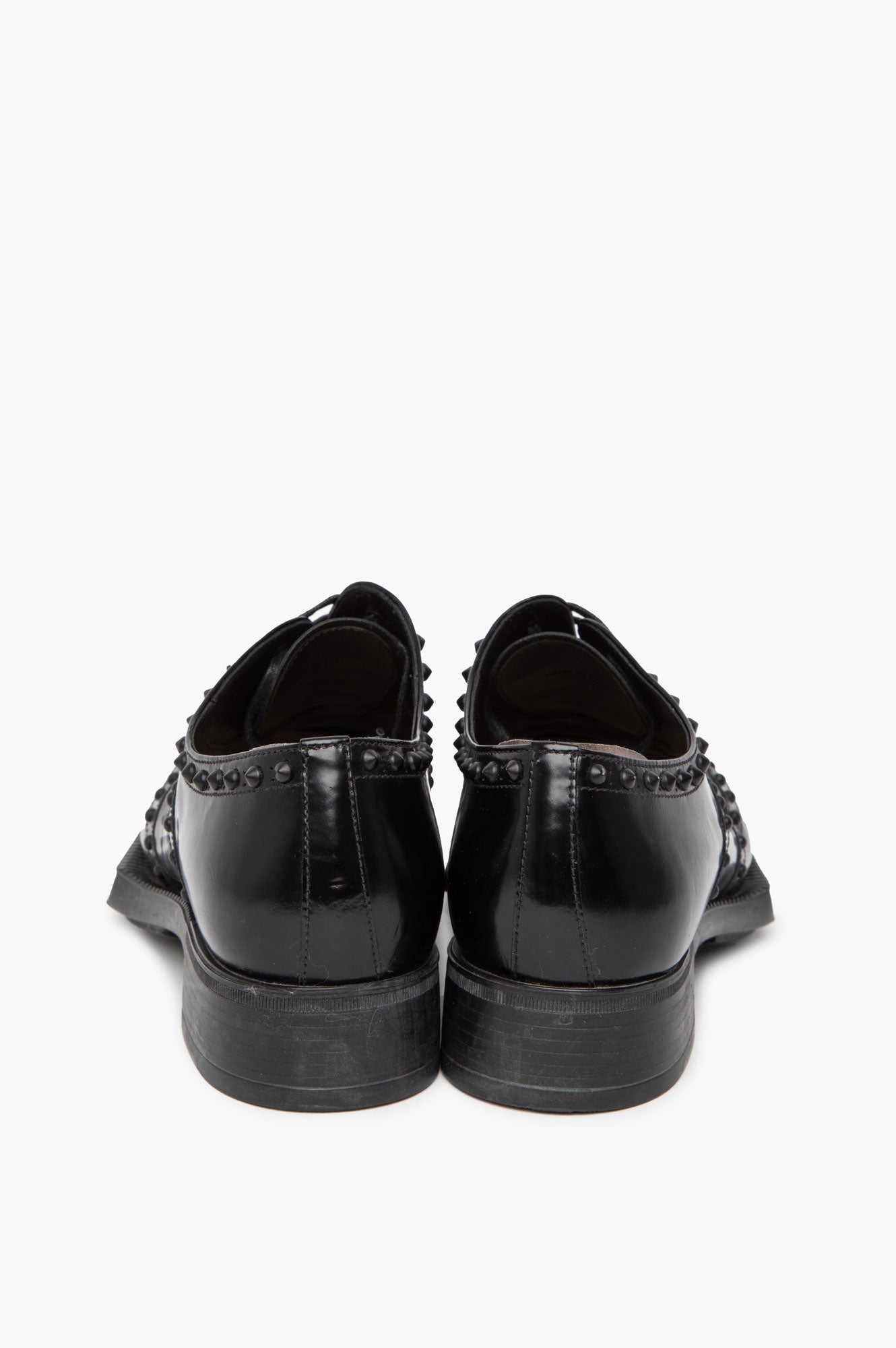 Prada Black Leather Studded Oxford Brogues Size 37