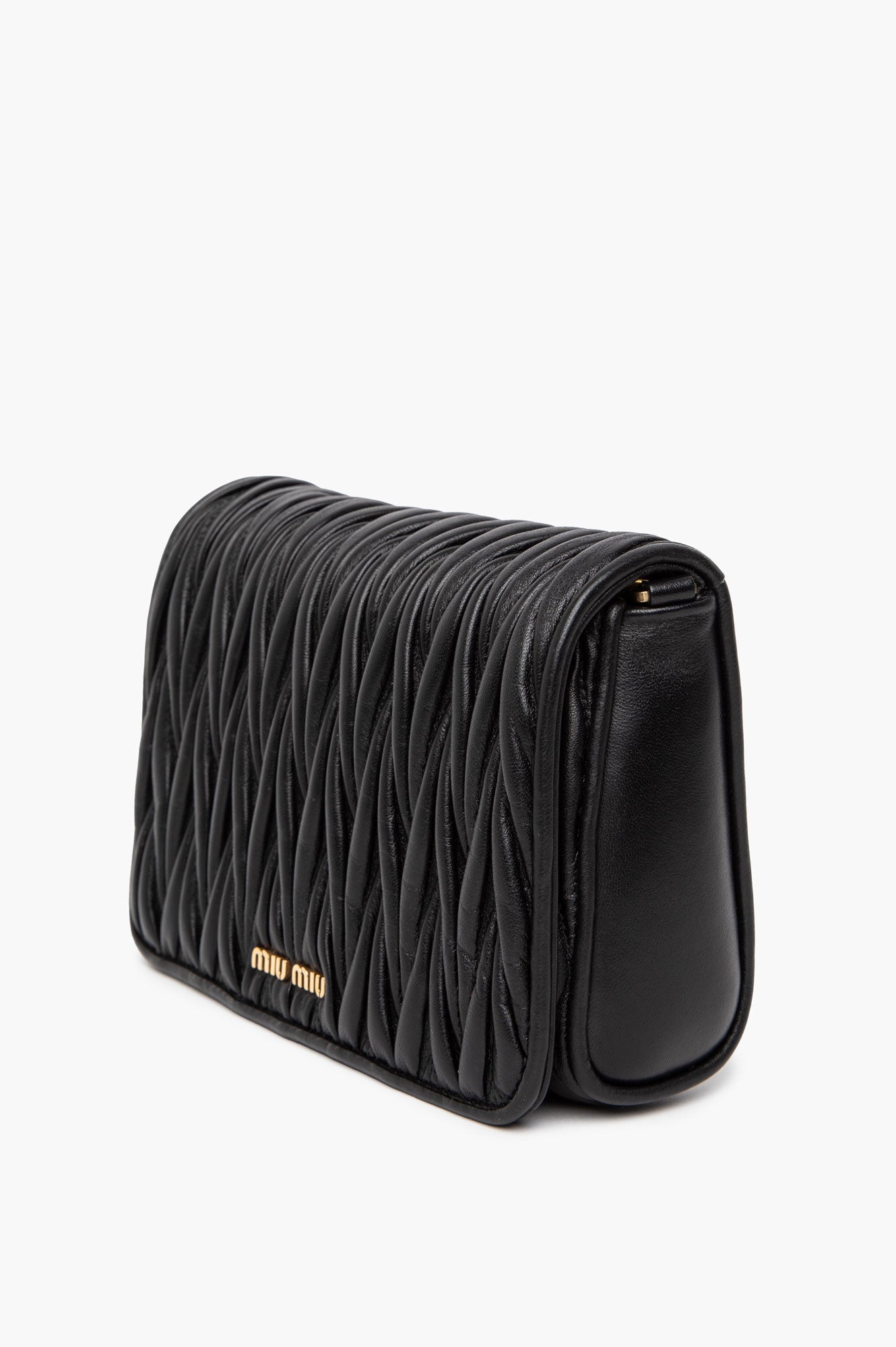 Miu Miu Black Nappa Leather Matelassé Crossbody Bag