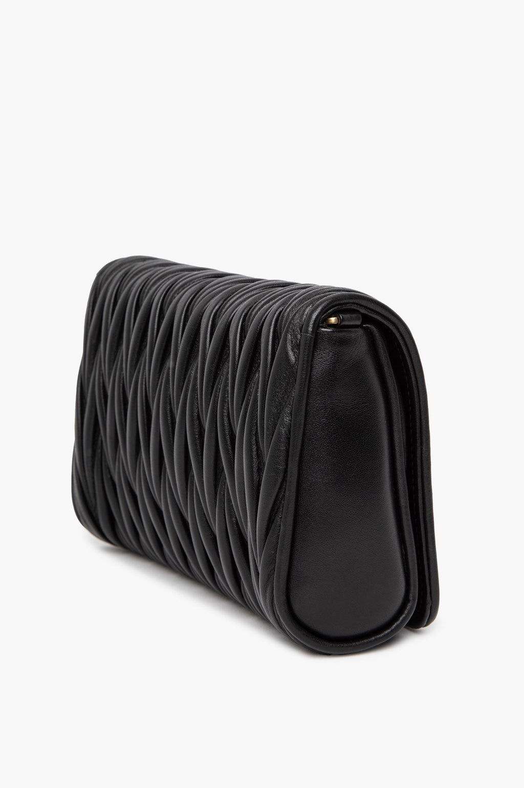 Miu Miu Black Nappa Leather Matelassé Crossbody Bag