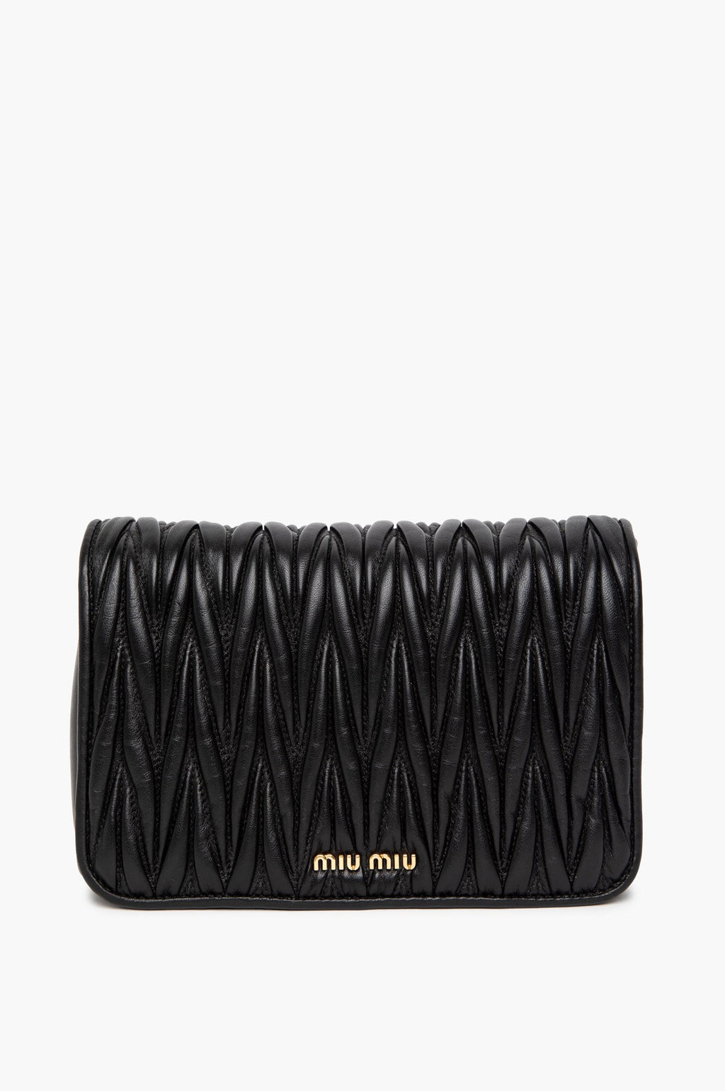 Miu Miu Black Nappa Leather Matelassé Crossbody Bag
