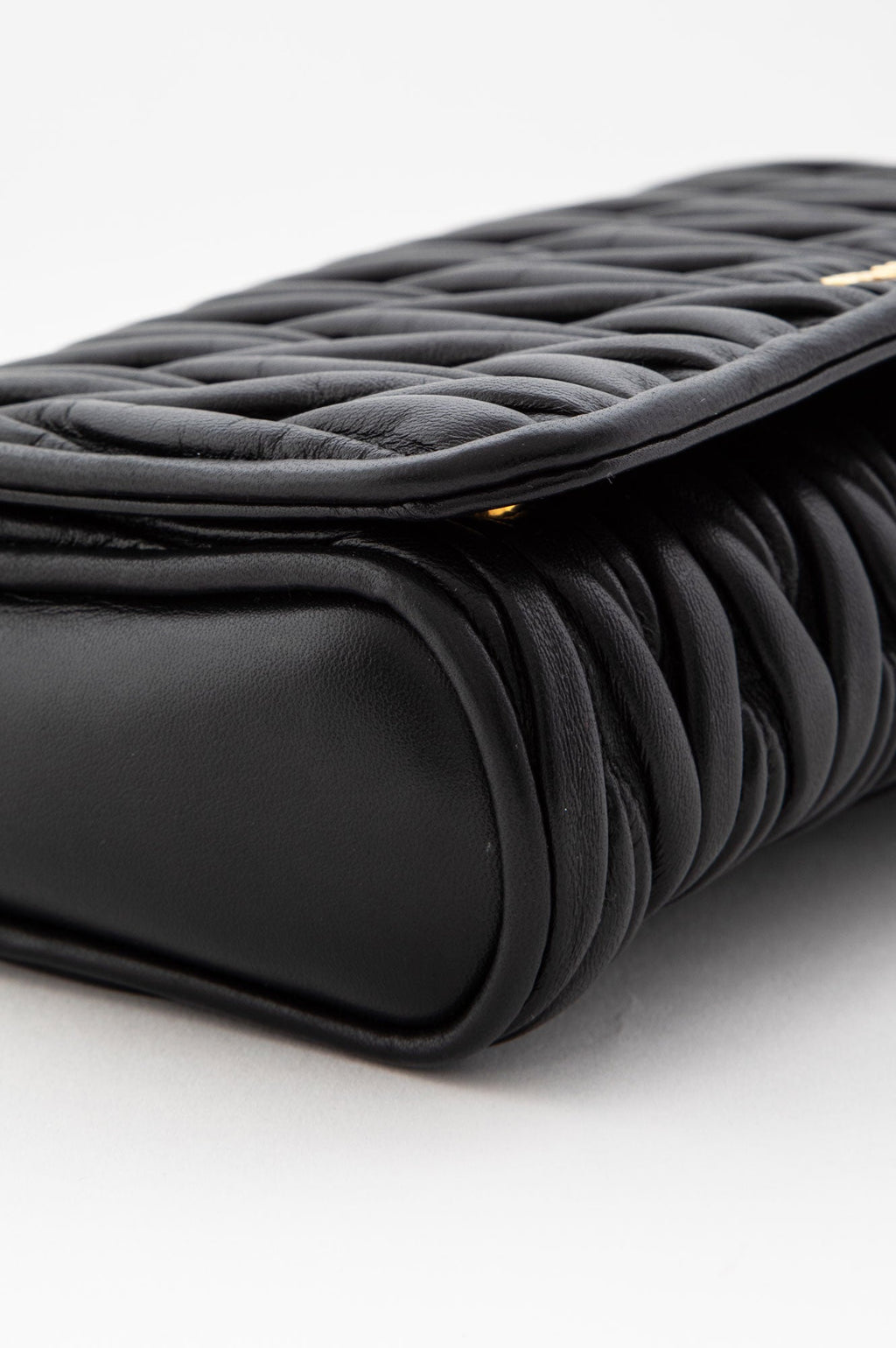Miu Miu Black Nappa Leather Matelassé Crossbody Bag