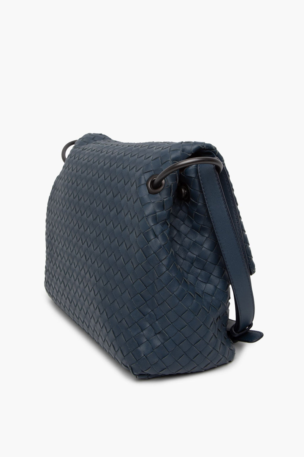 Bottega Veneta Blue Nappa Leather Intrecciato Shoulder Bag