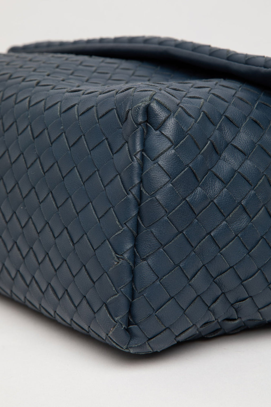 Bottega Veneta Blue Nappa Leather Intrecciato Shoulder Bag