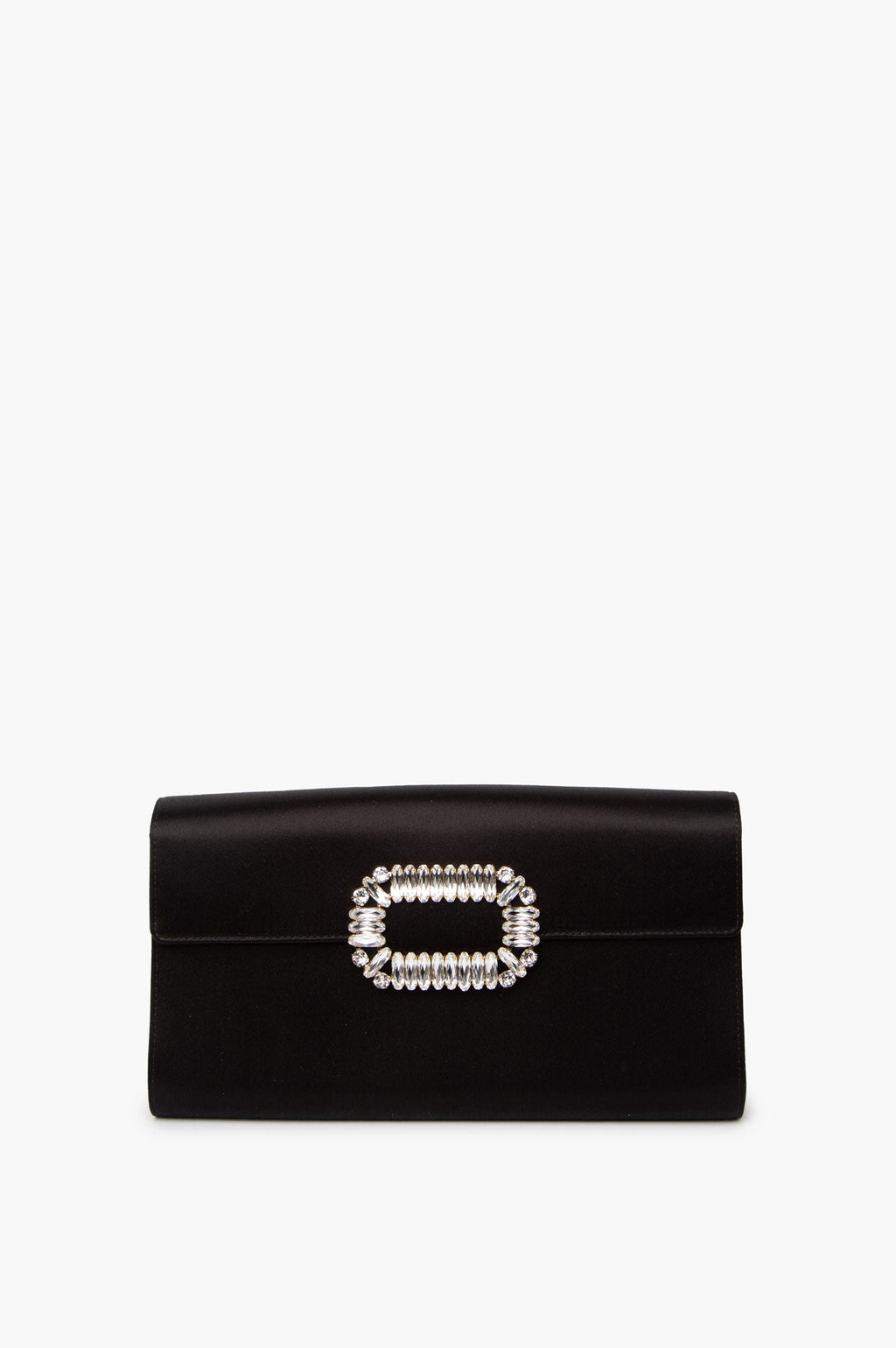 Roger Vivier Black Sexy Choc Clutch In Satin