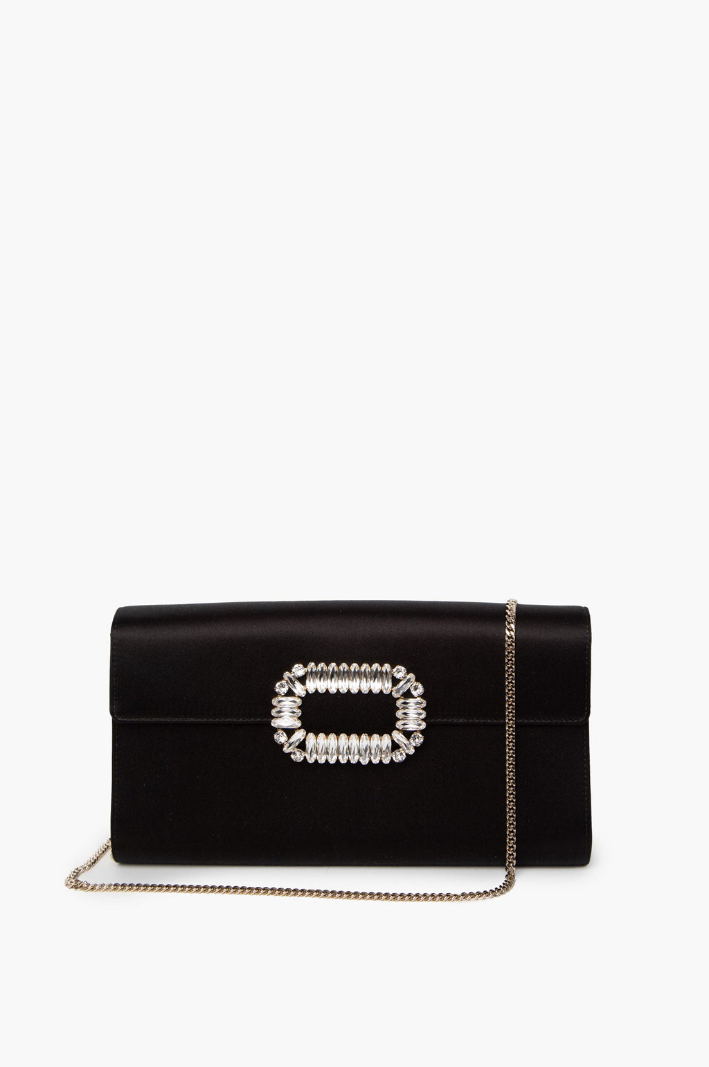 Roger Vivier Black Sexy Choc Clutch In Satin