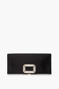 Roger Vivier Black Satin Pilgrim Rhinestone Buckle Clutch Bag