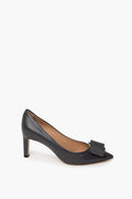Salvatore Ferragamo Grey Mimi Leather Bow Pumps Size 38