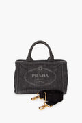 Prada Black Denim Canapa S Tote Handbag