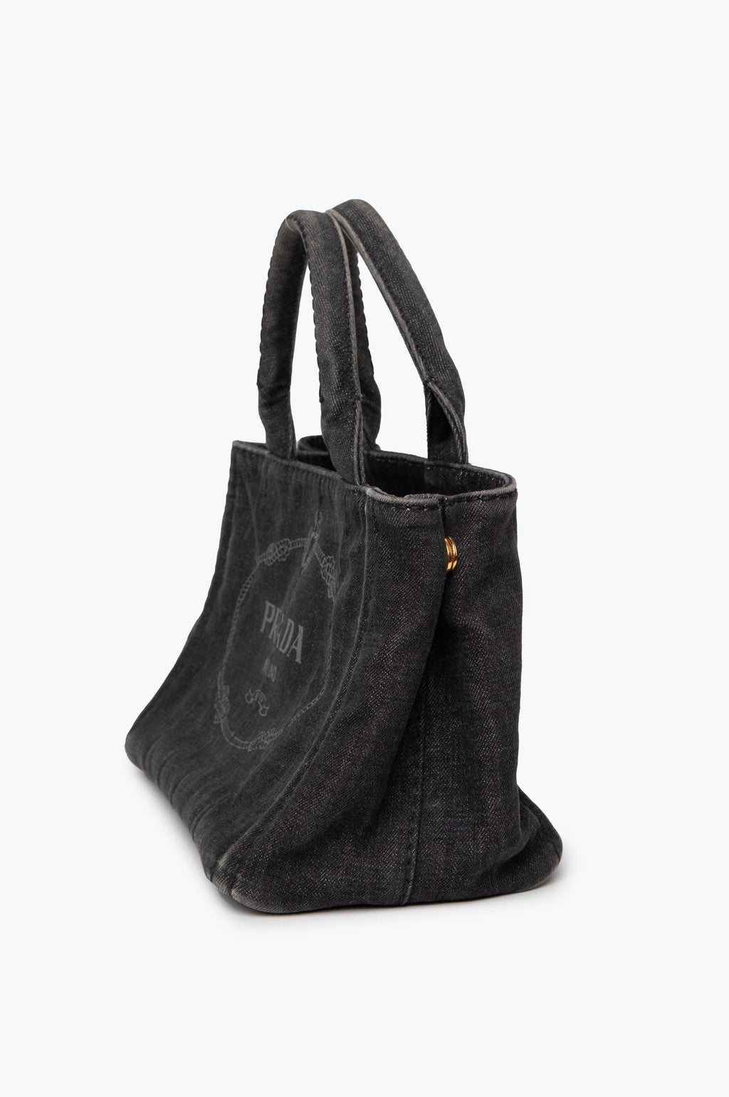 Prada Black Denim Canapa S Tote Handbag