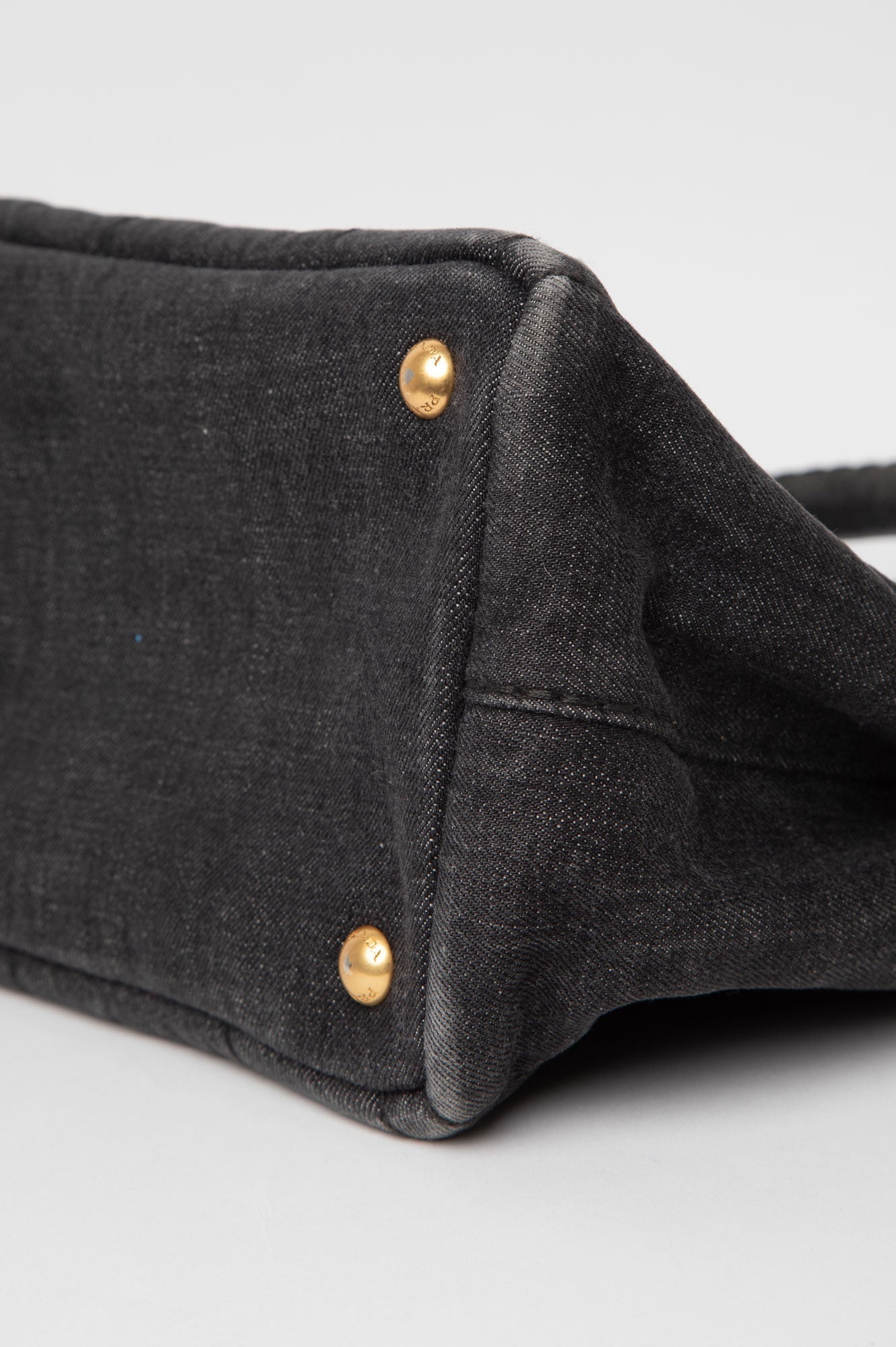 Prada Black Denim Canapa S Tote Handbag