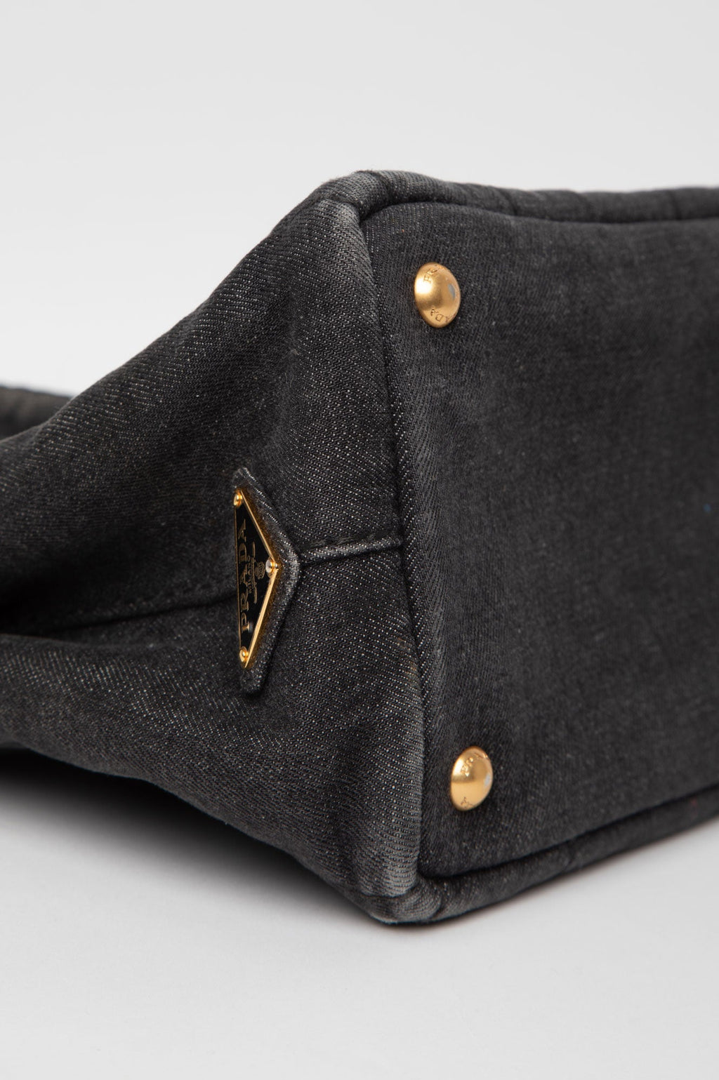 Prada Black Denim Canapa S Tote Handbag