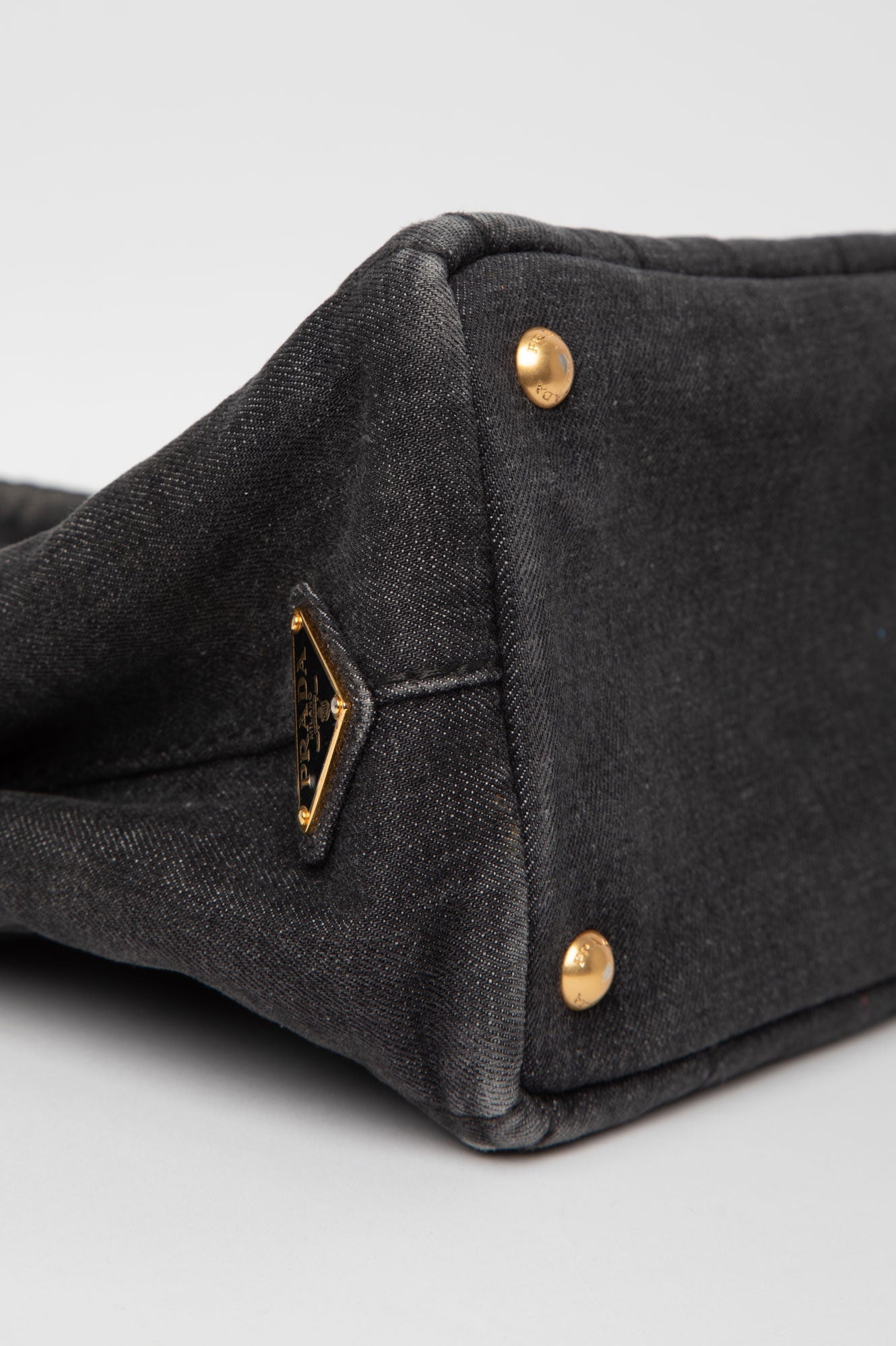 Prada Black Denim Canapa S Tote Handbag