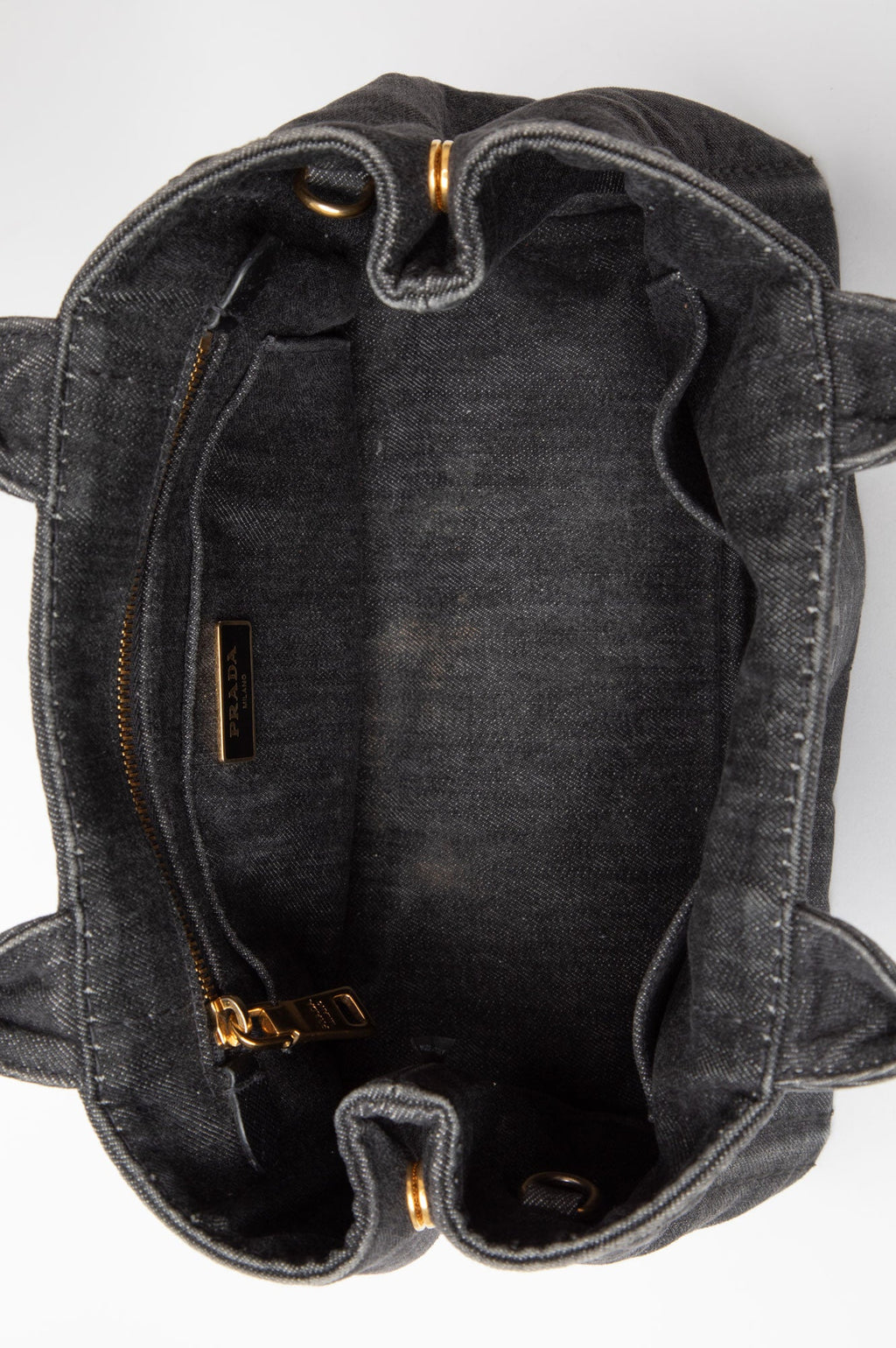 Prada Black Denim Canapa S Tote Handbag