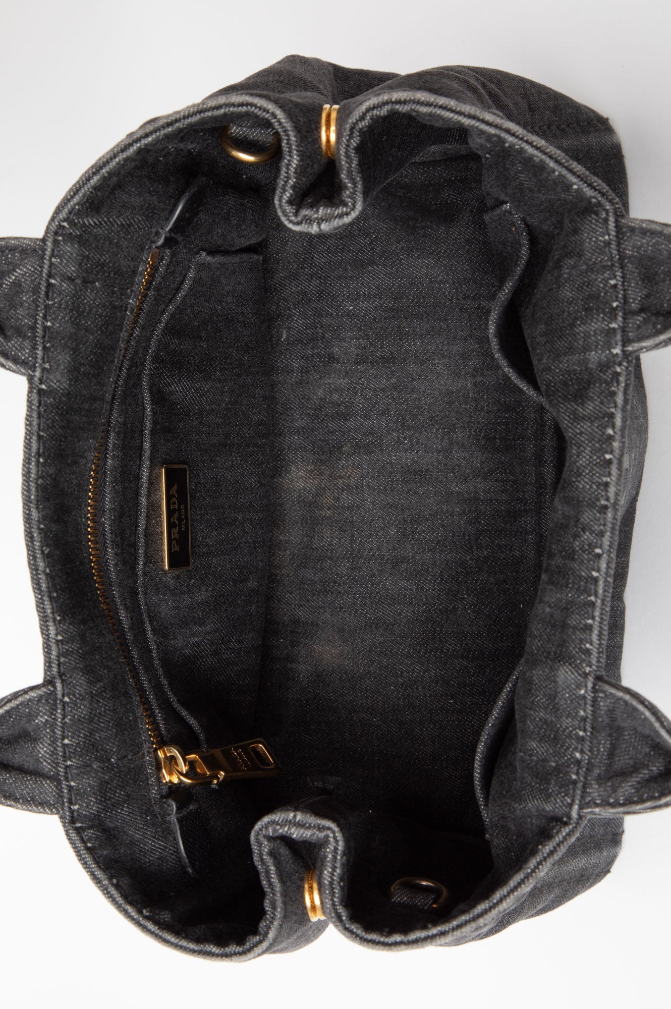 Prada Black Denim Canapa S Tote Handbag