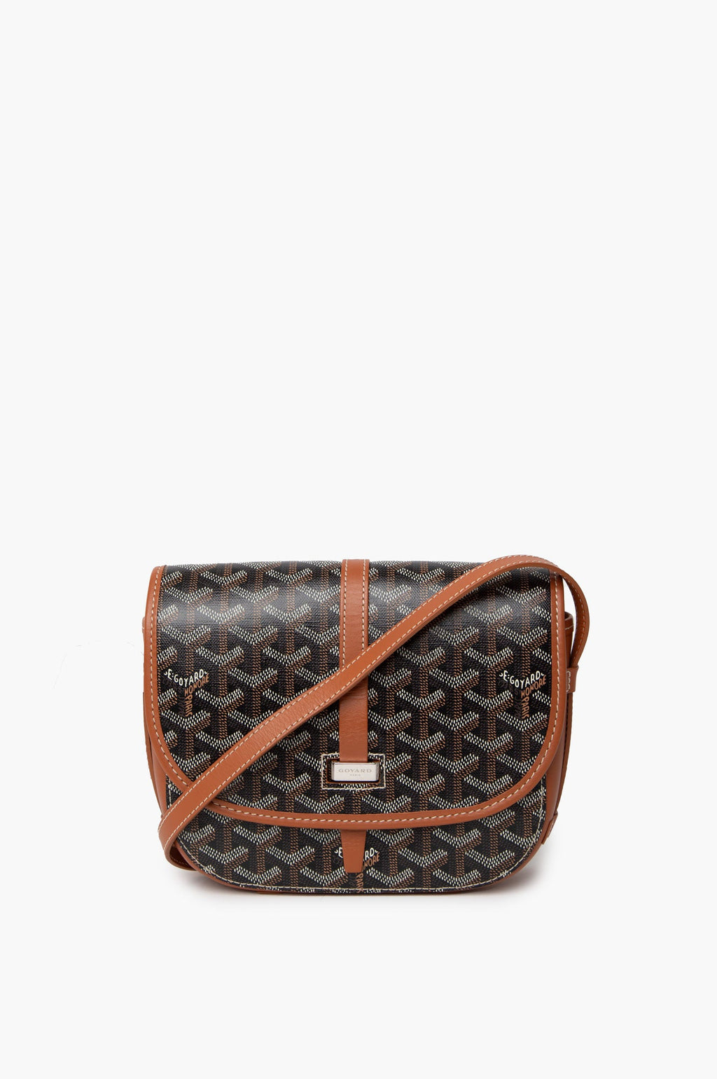 Goyard Brown Leather Monogram Canvas Belvedere II PM Crossbody Bag