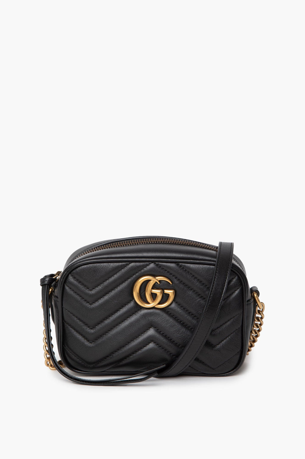 Gucci Black GG Marmont Matelasse Mini Camera Bag