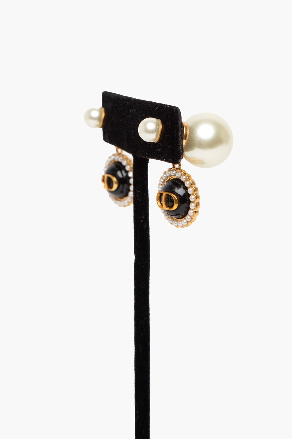 Christian Dior Tribales Logo Pearl Earrings