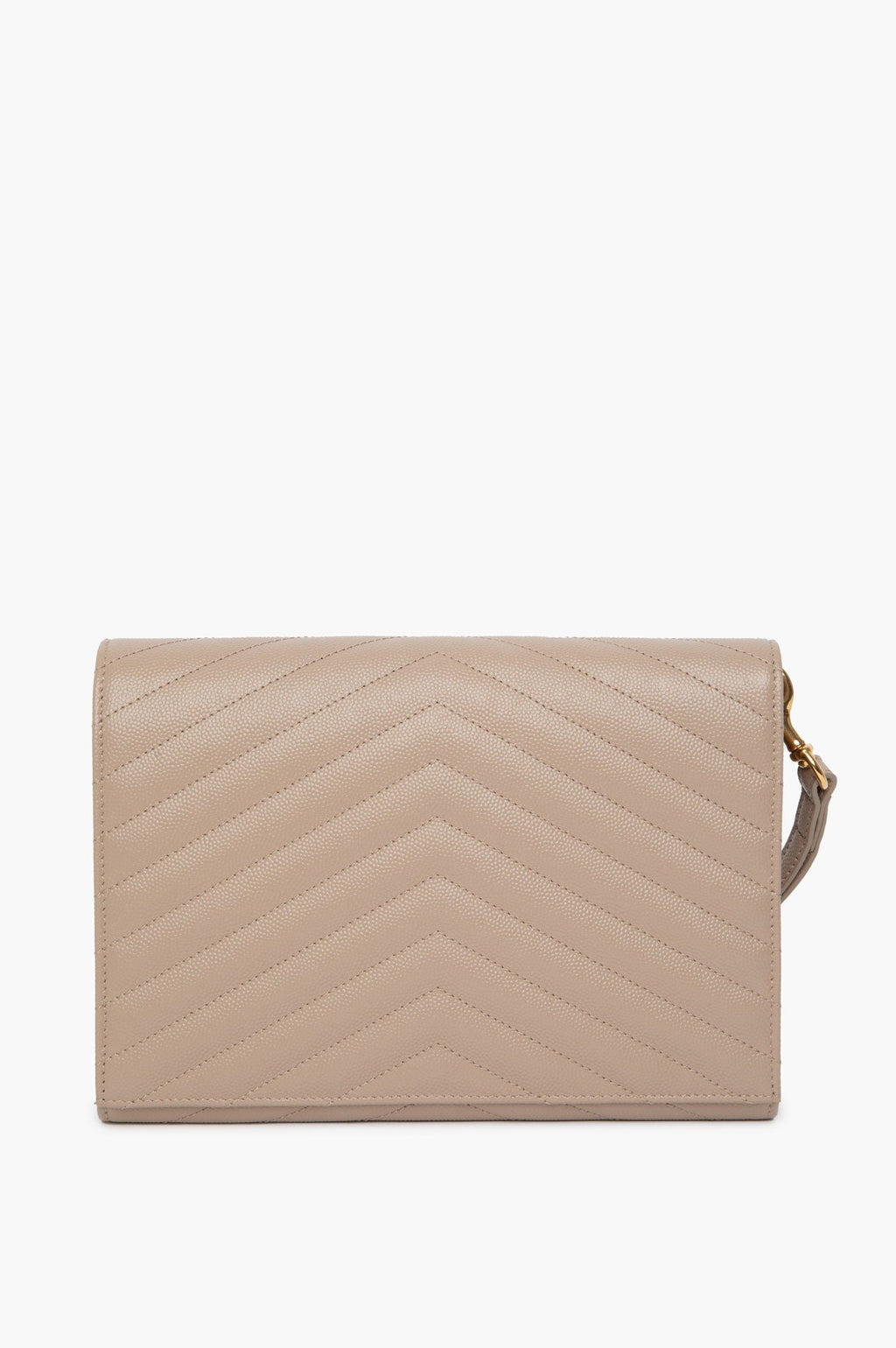 Saint Luarent Dark Beige Cassandre Small Matelasse Leather Clutch