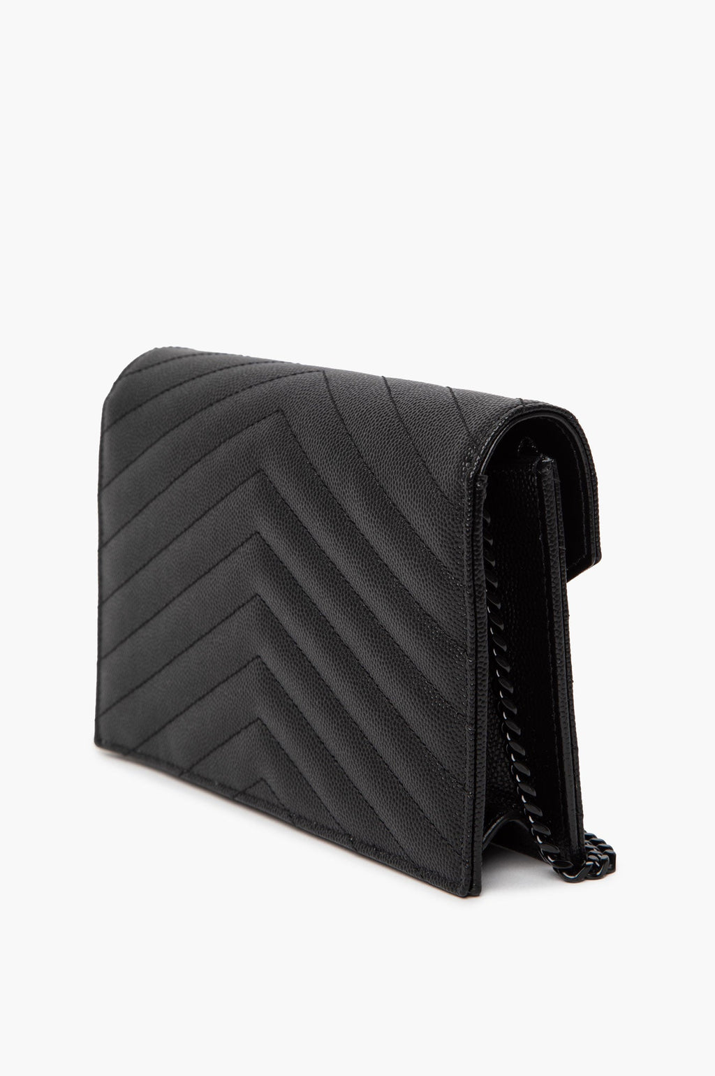 Saint Laurent Black Cassandre Envelope Chain Wallet