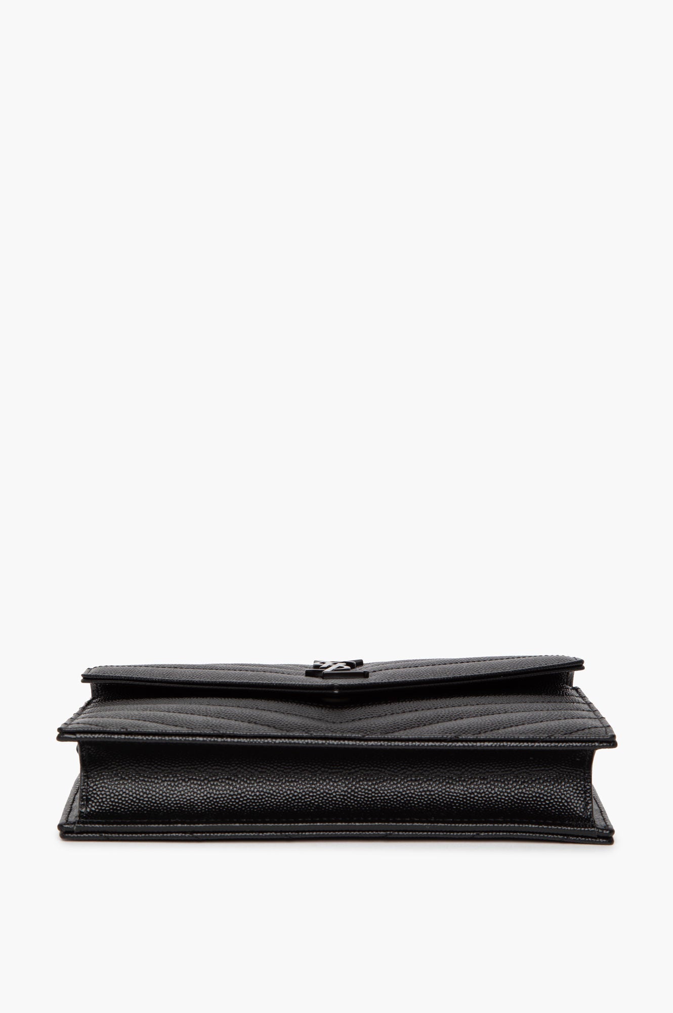 Saint Laurent Black Cassandre Envelope Chain Wallet