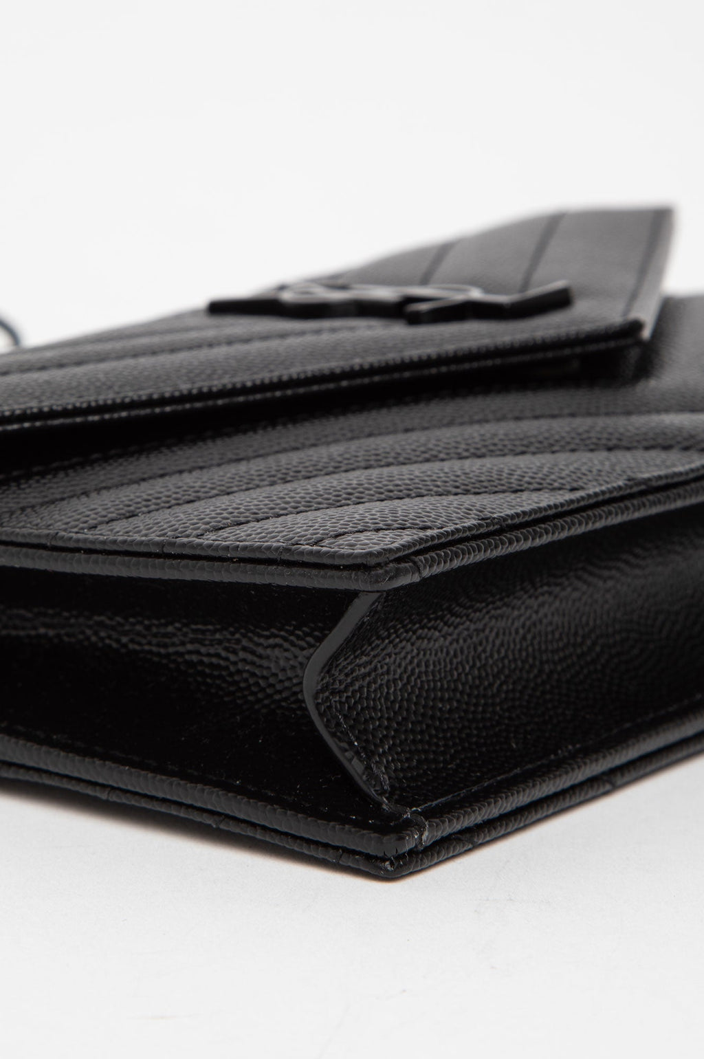 Saint Laurent Black Cassandre Envelope Chain Wallet
