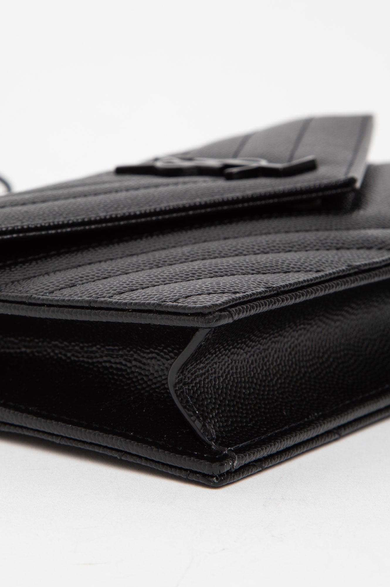Saint Laurent Black Cassandre Envelope Chain Wallet