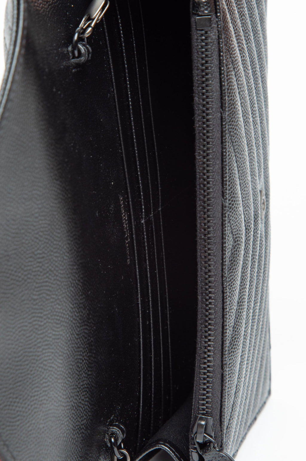 Saint Laurent Black Cassandre Envelope Chain Wallet