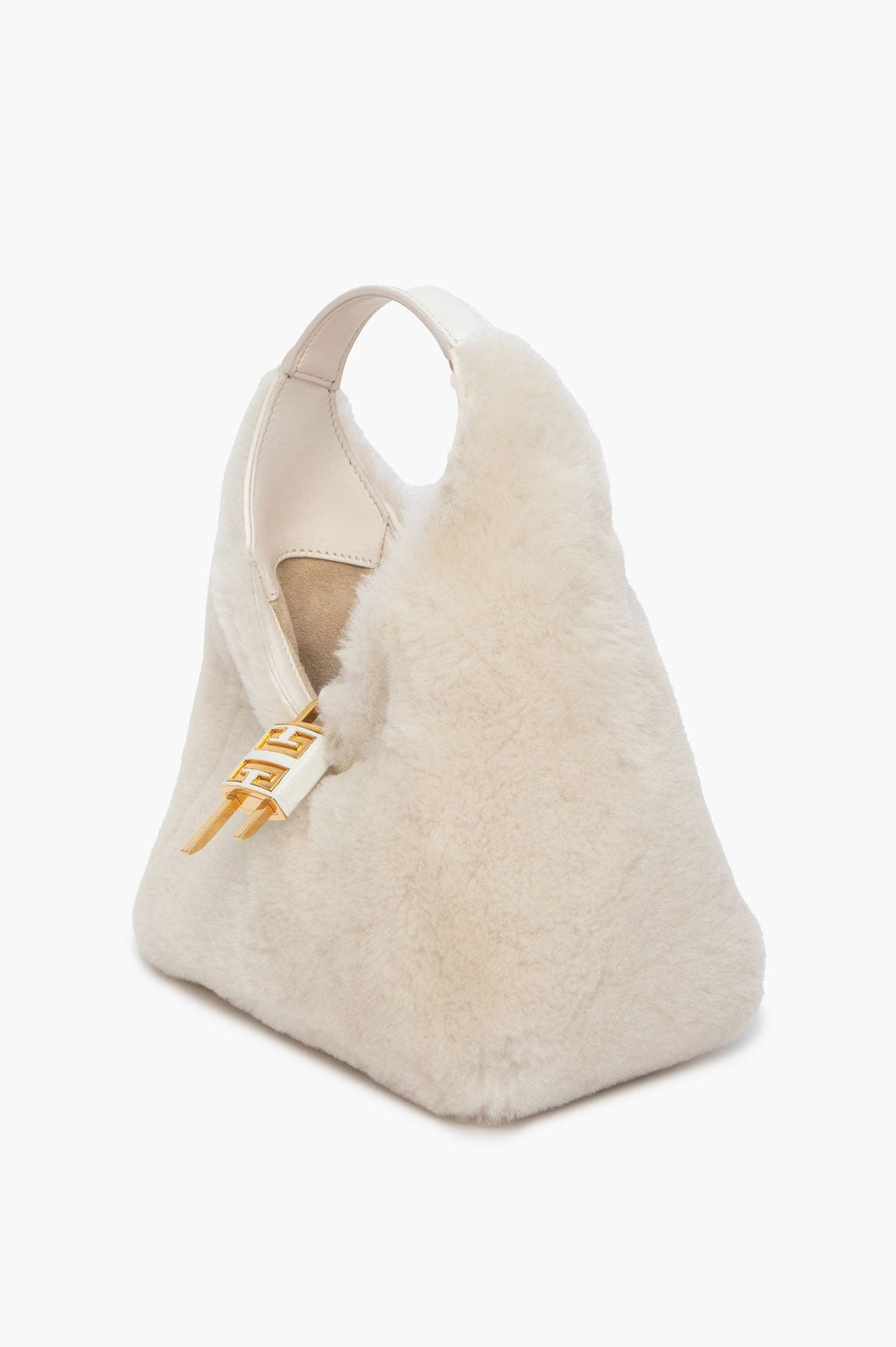 Givenchy White Shearling Mini G-Lock Hobo Bag