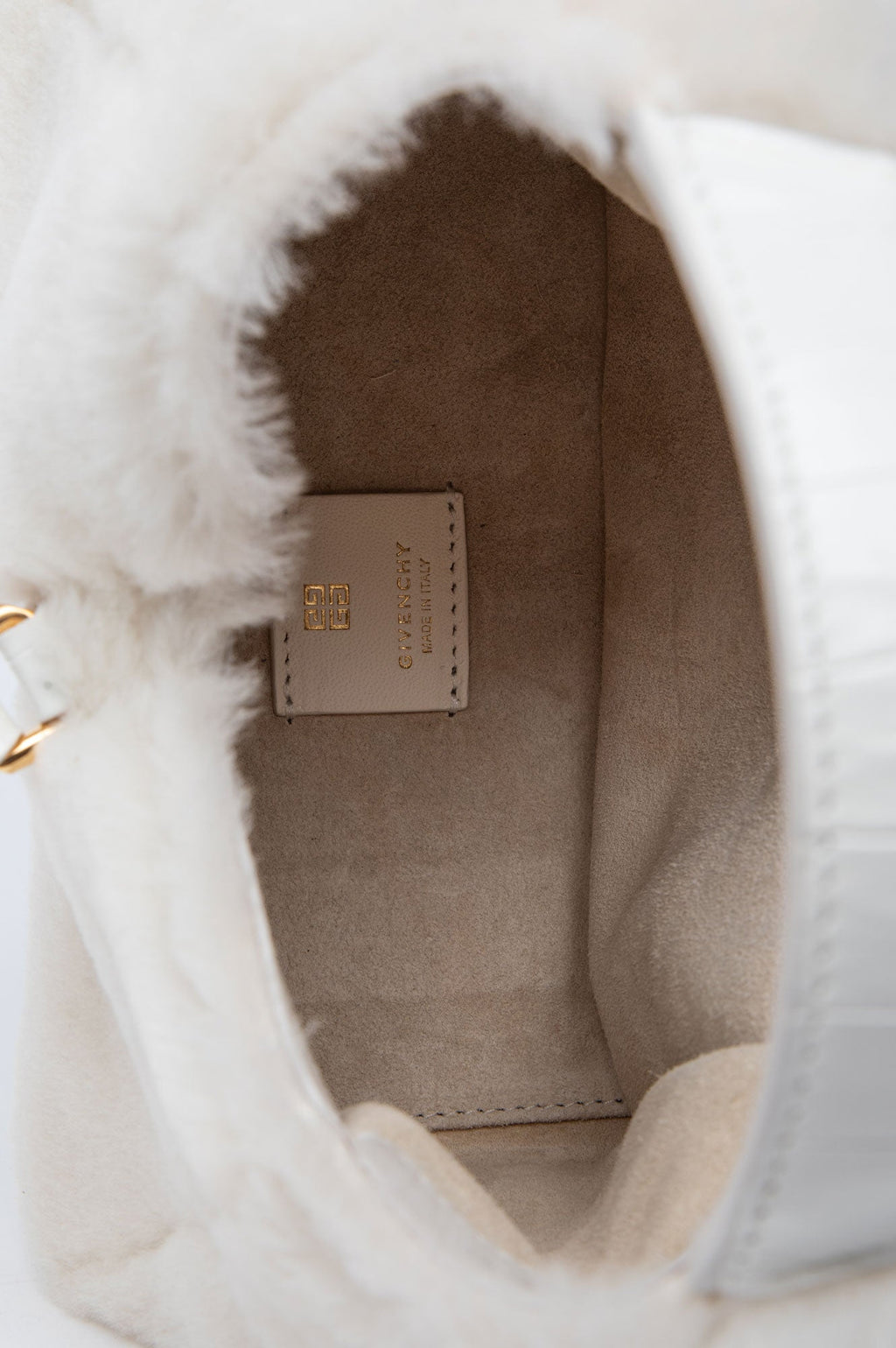 Givenchy White Shearling Mini G-Lock Hobo Bag