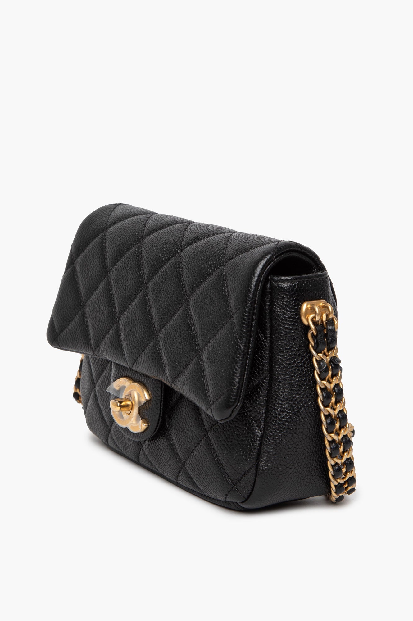 Chanel Black Caviar Mini Square 21A Medallion Soul Bag
