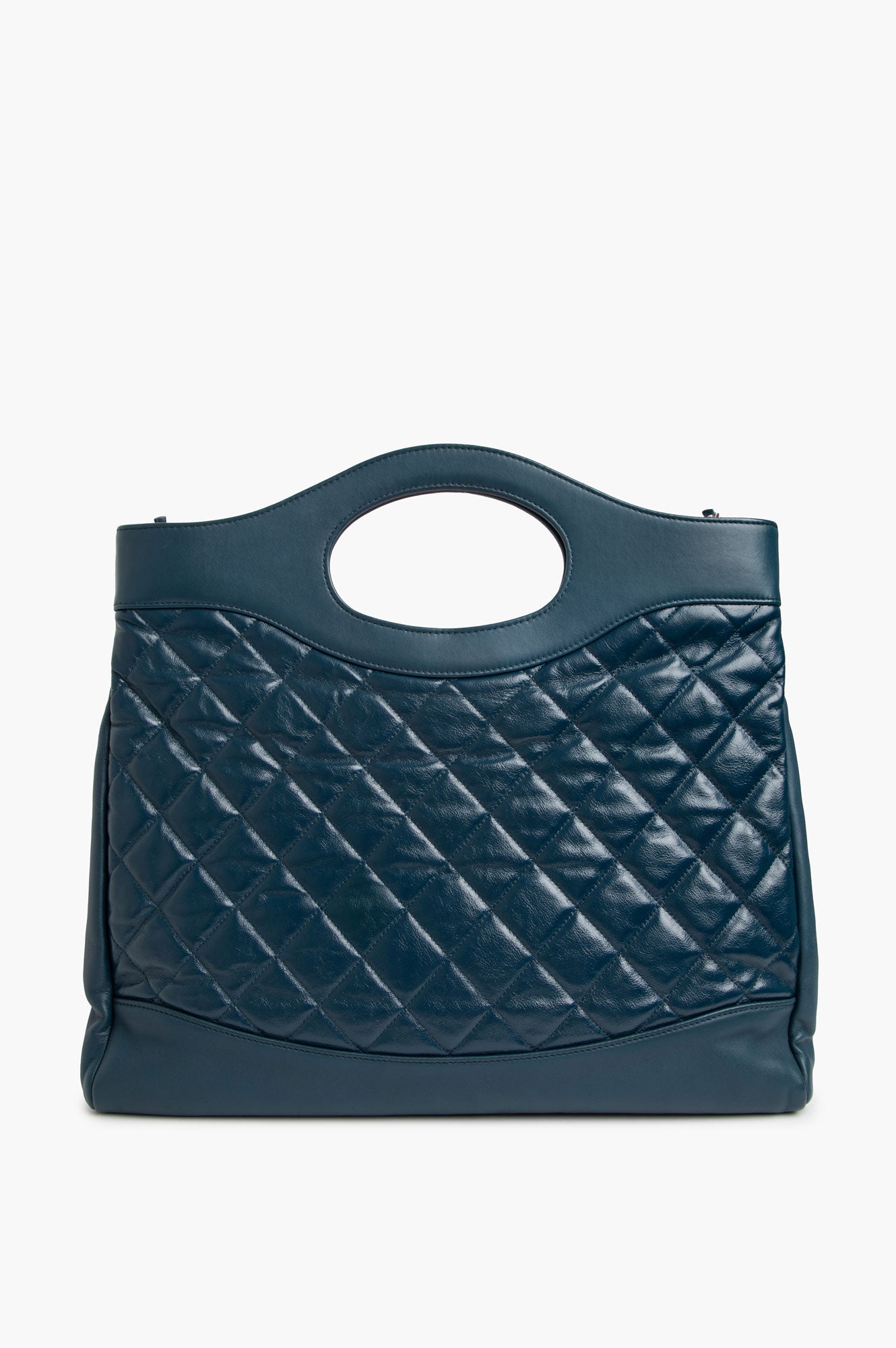 Chanel Navy Quilted Aged Calfskin Large 31 Shopping Tote Bag