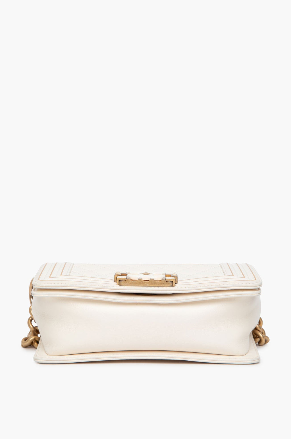 Chanel Le Boy White Smooth Calf Leather Top Handle Bag