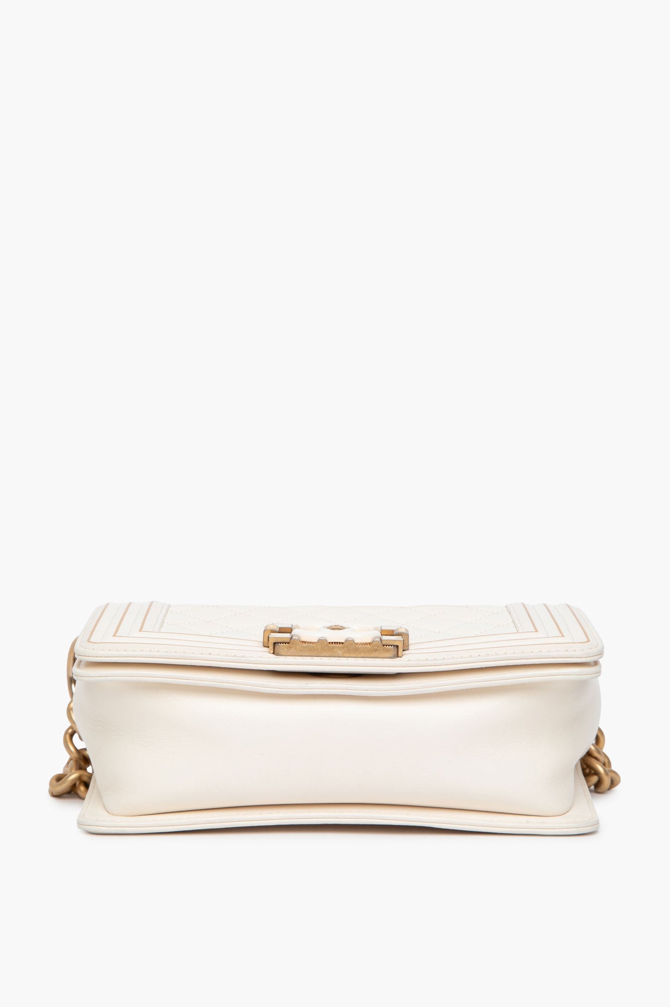 Chanel Le Boy White Smooth Calf Leather Top Handle Bag